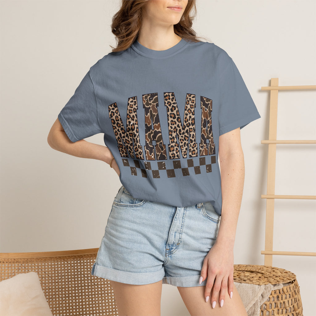 Mama  Leopard-Checkered Print T-Shirt