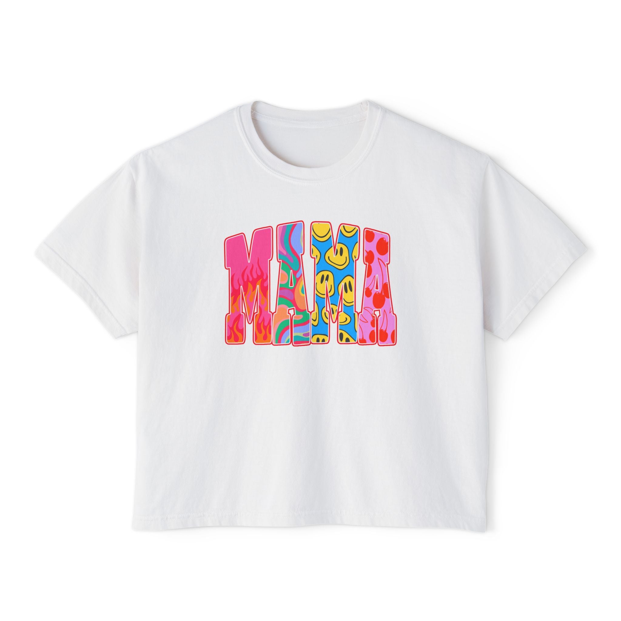 Mama Retro Graphic Tee — Women's Boxy Cropped T-Shirt