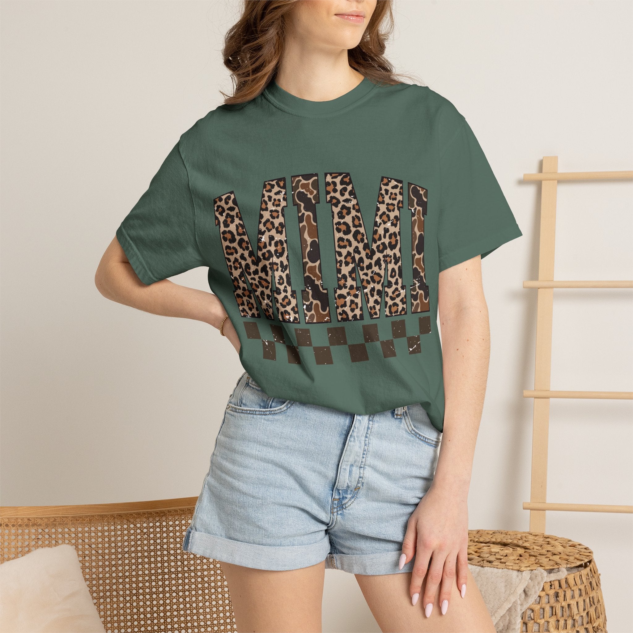 Mimi  Leopard-Checkered Print T-Shirt
