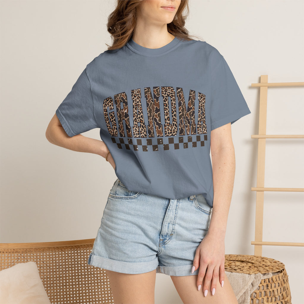 Grandma Leopard-Checkered Print T-Shirt