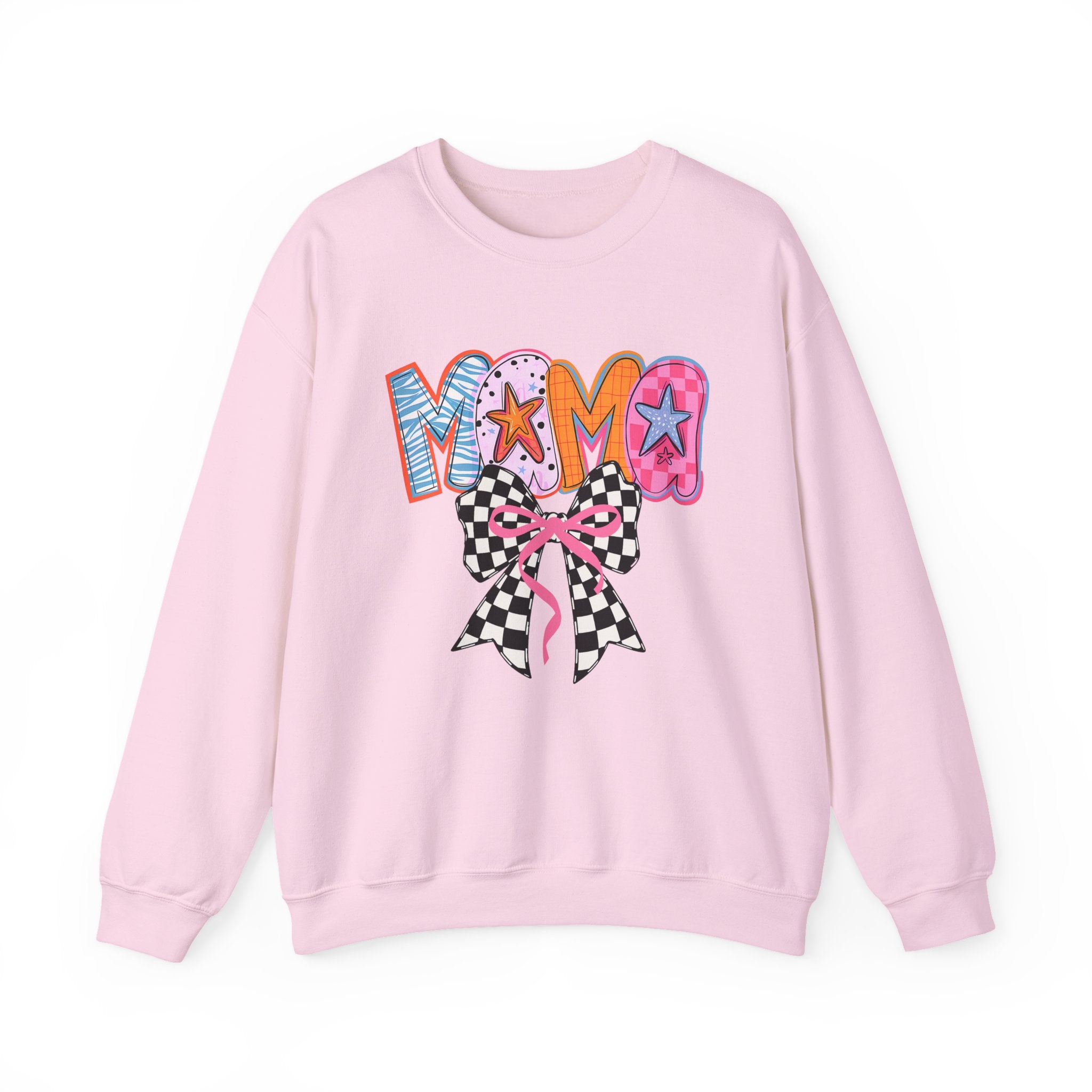 Mama Crewneck Sweatshirt with Checkerboard Bow