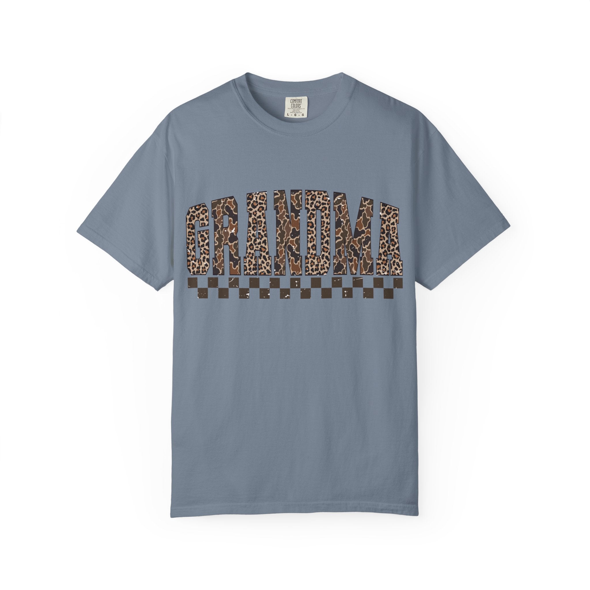 Grandma Leopard-Checkered Print T-Shirt