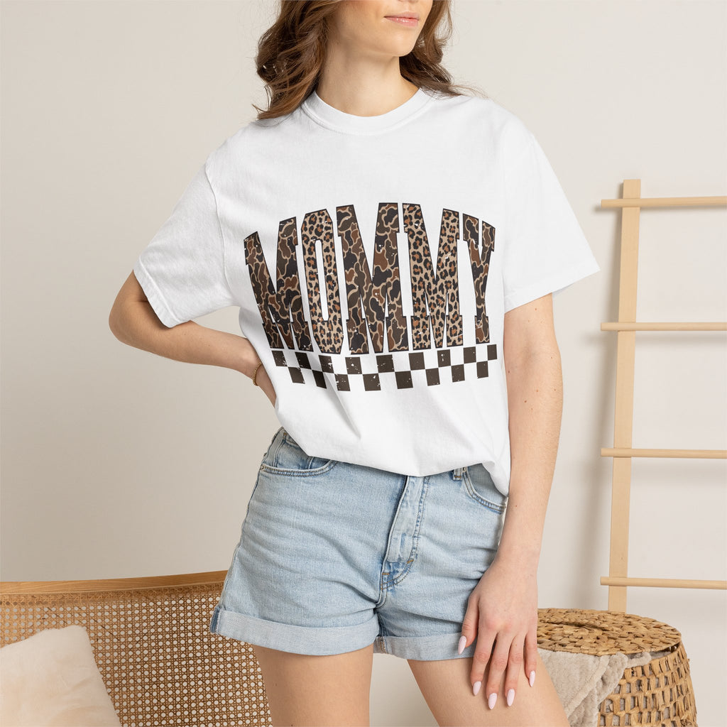 Mommy  Leopard-Checkered Print T-Shirt