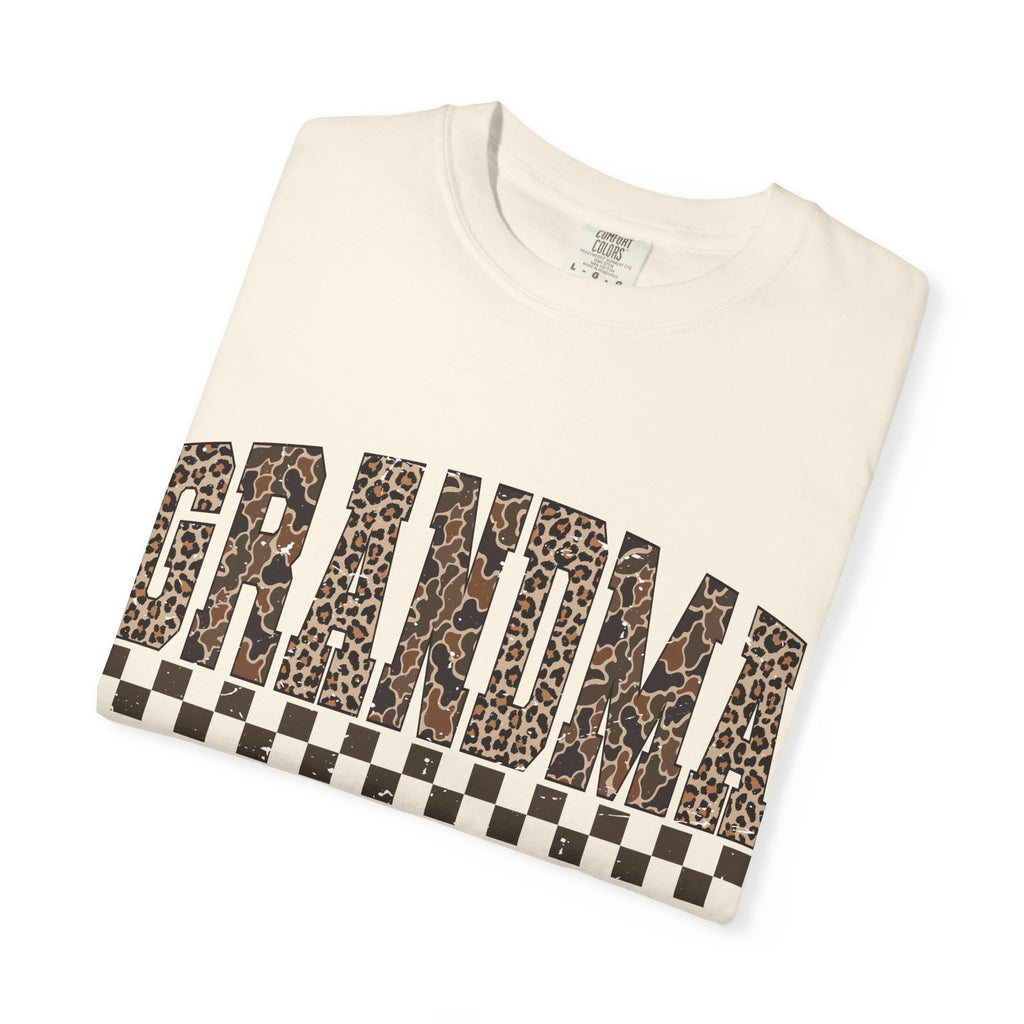 Grandma Leopard-Checkered Print T-Shirt