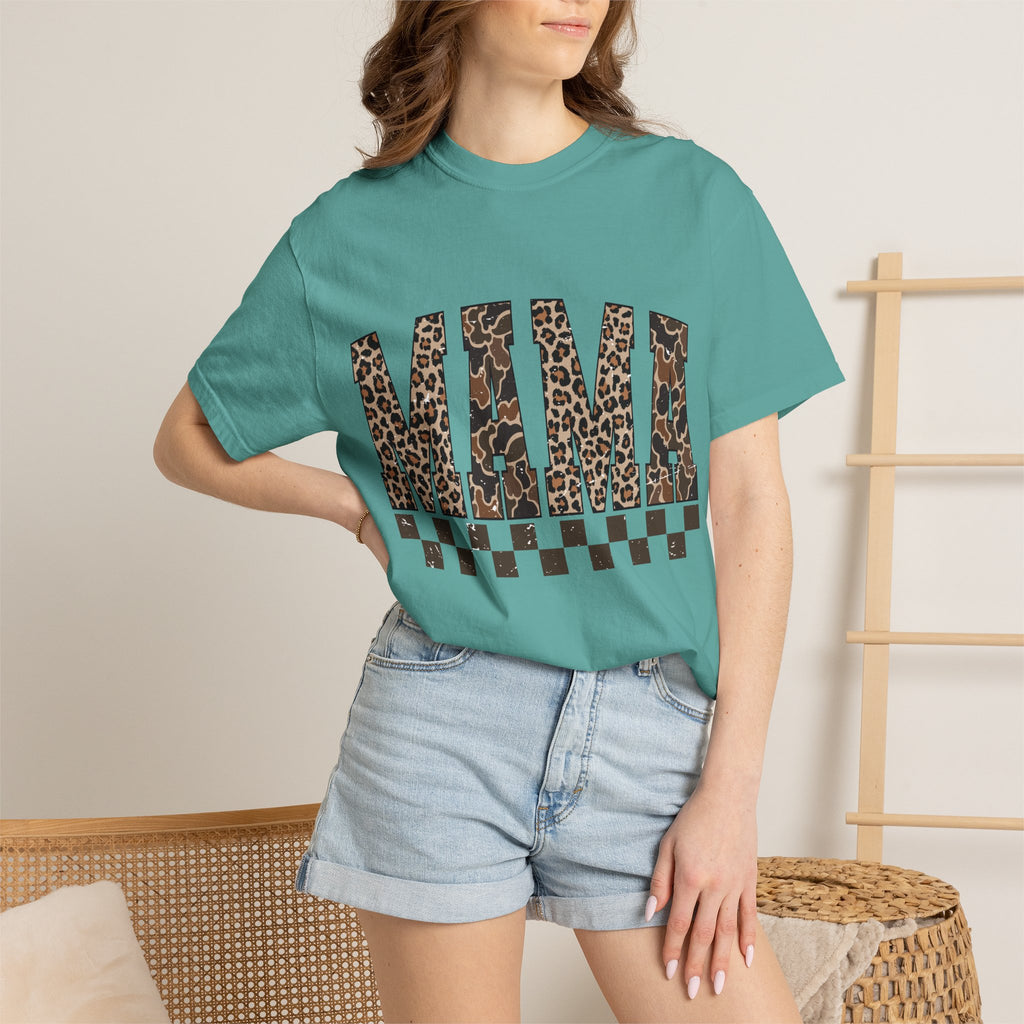 Mama  Leopard-Checkered Print T-Shirt
