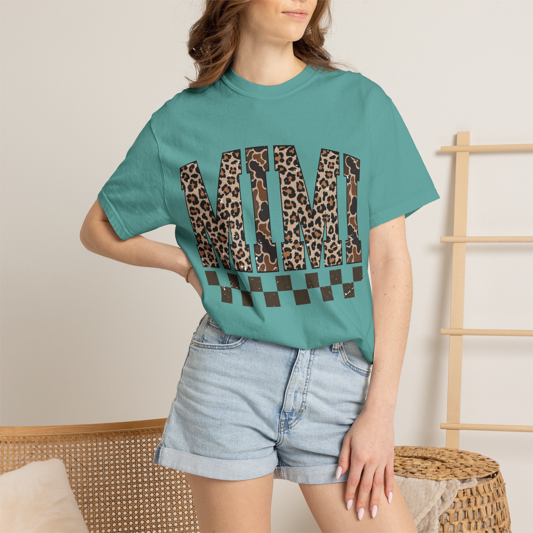 Mimi  Leopard-Checkered Print T-Shirt