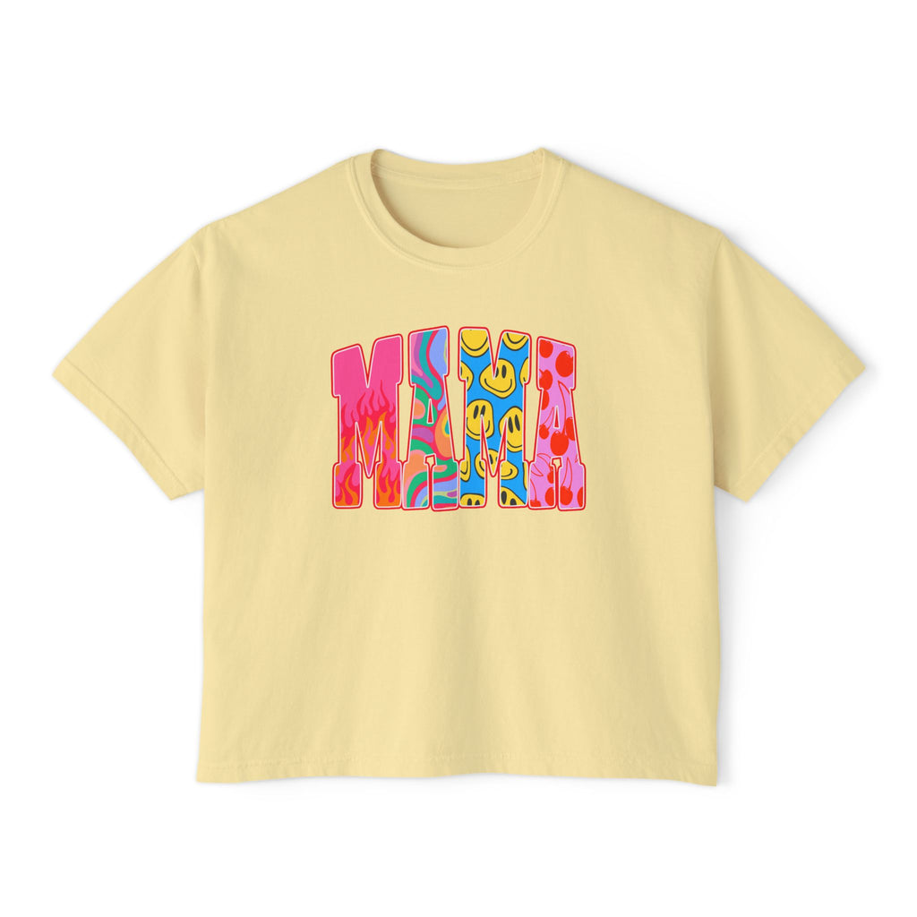 Mama Retro Graphic Tee — Women's Boxy Cropped T-Shirt