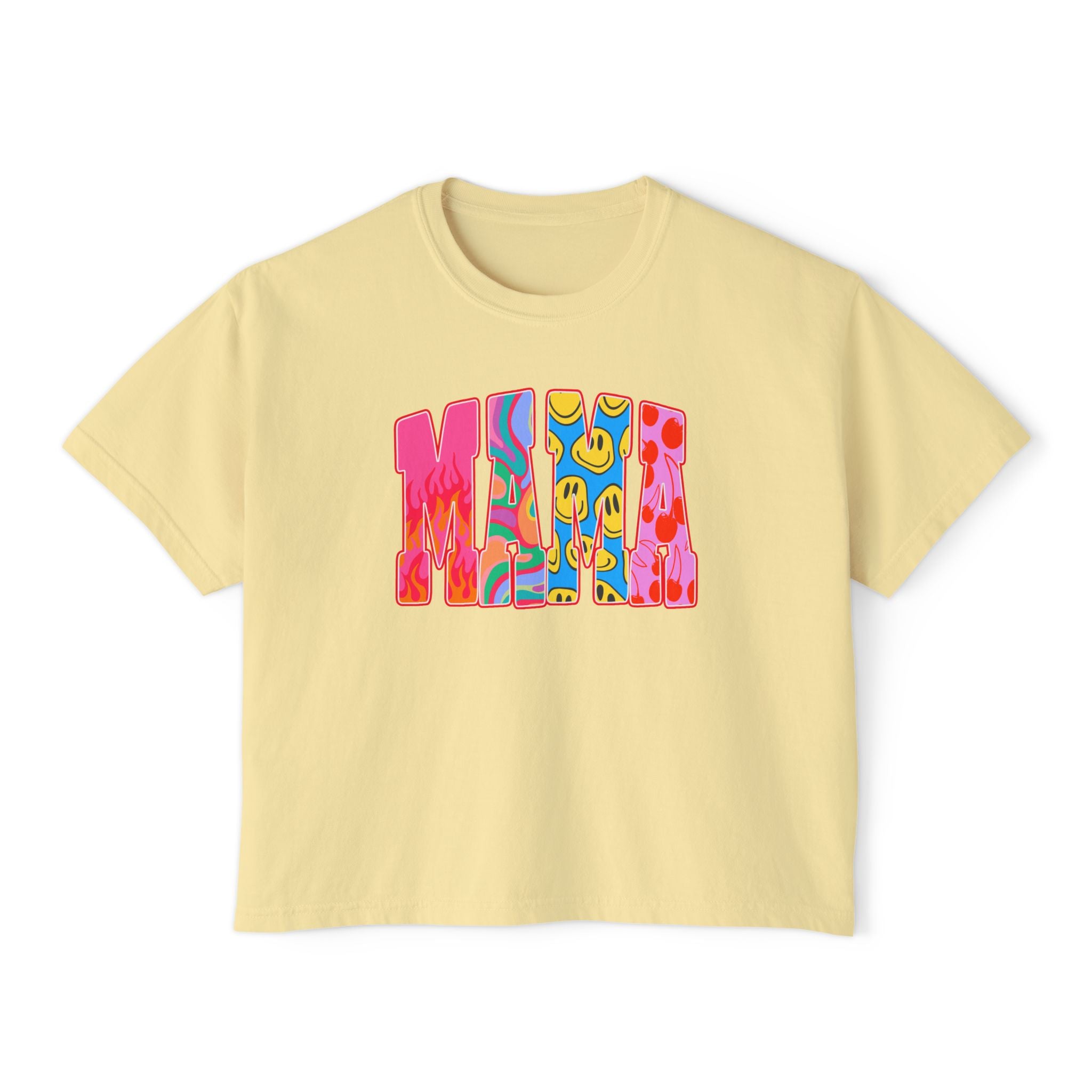 Mama Retro Graphic Tee — Women's Boxy Cropped T-Shirt