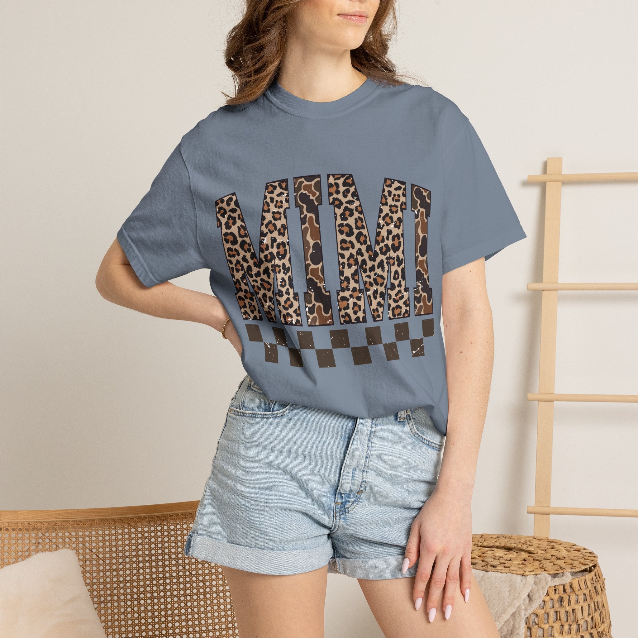 Mimi  Leopard-Checkered Print T-Shirt