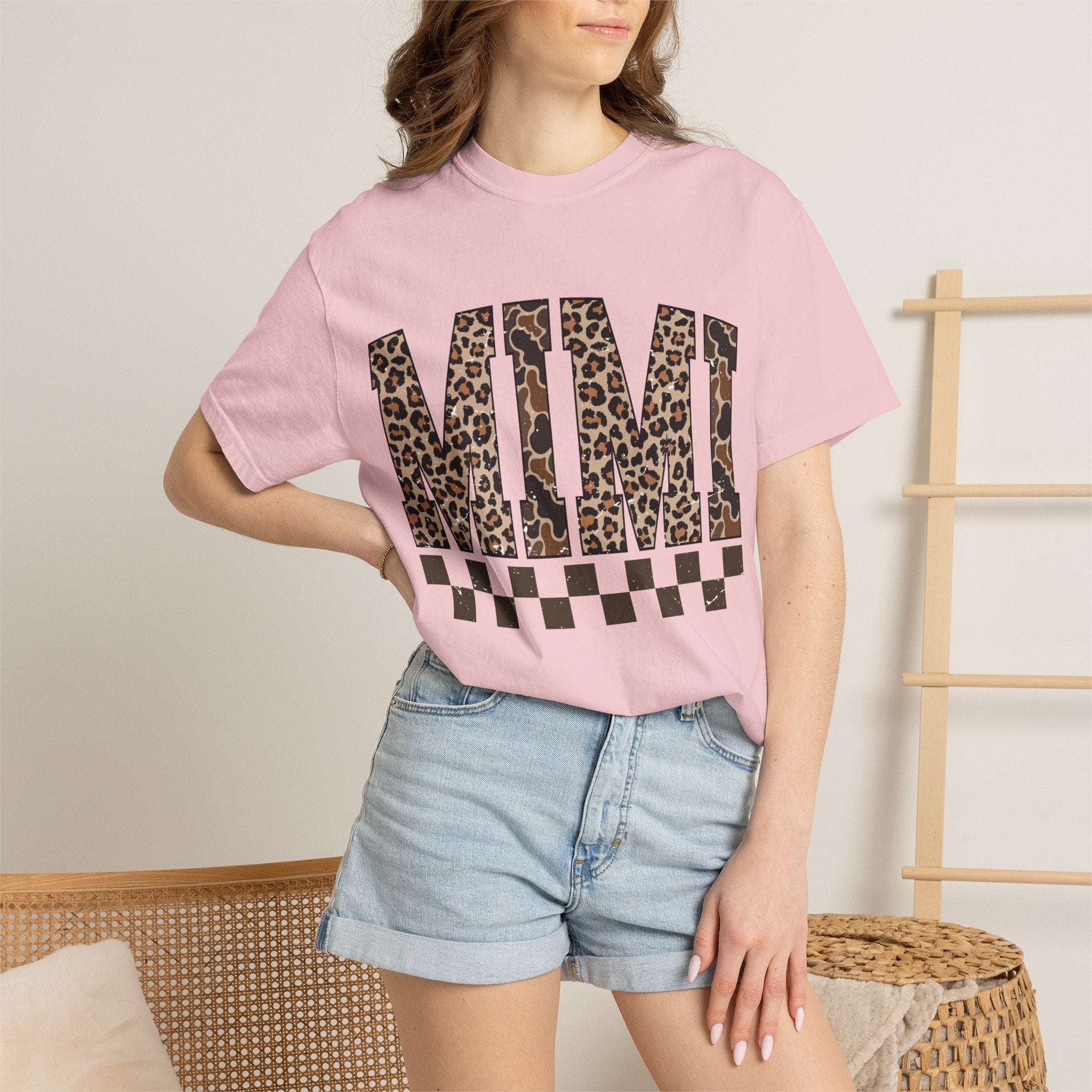 Mimi  Leopard-Checkered Print T-Shirt