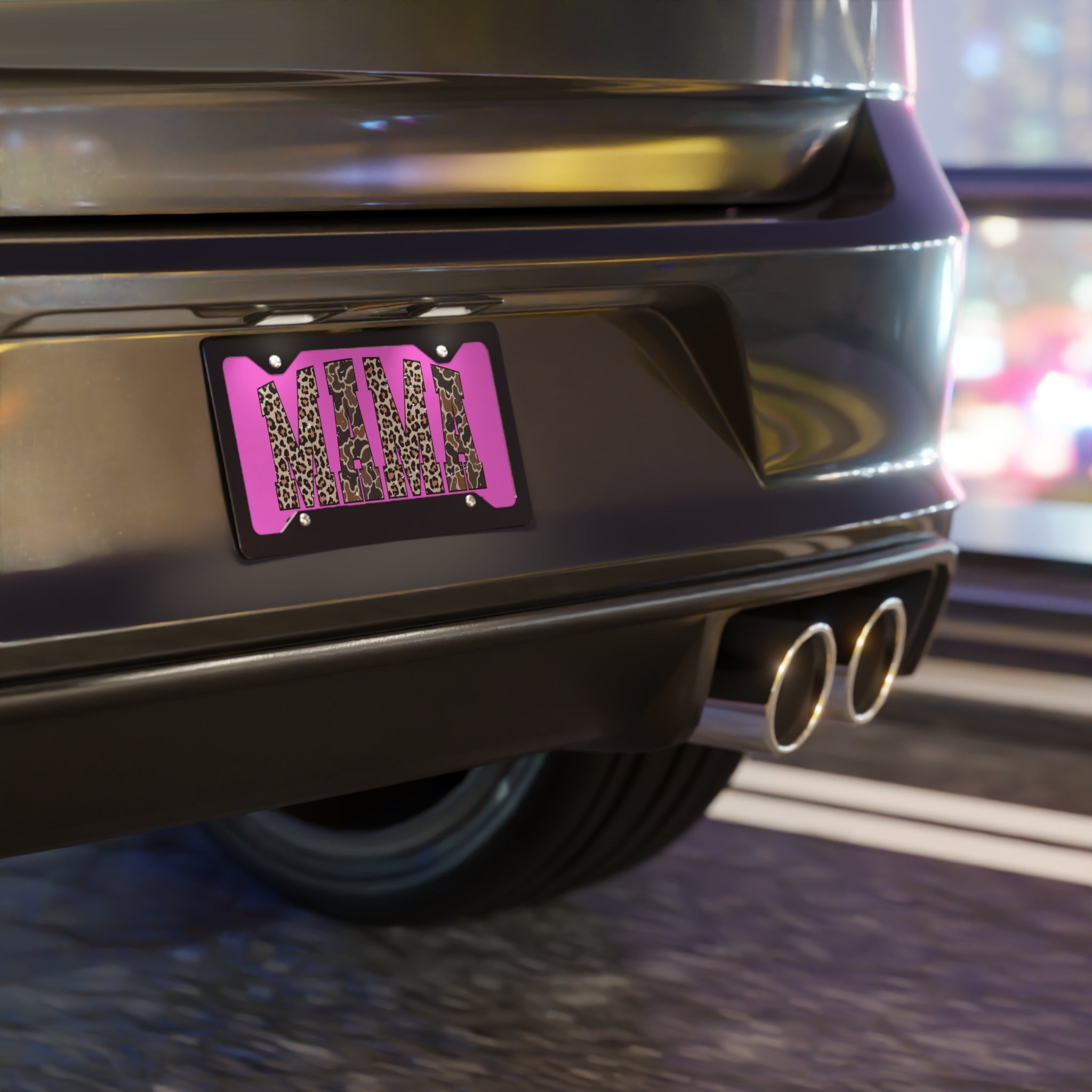 Mama Leopard Print License Plate