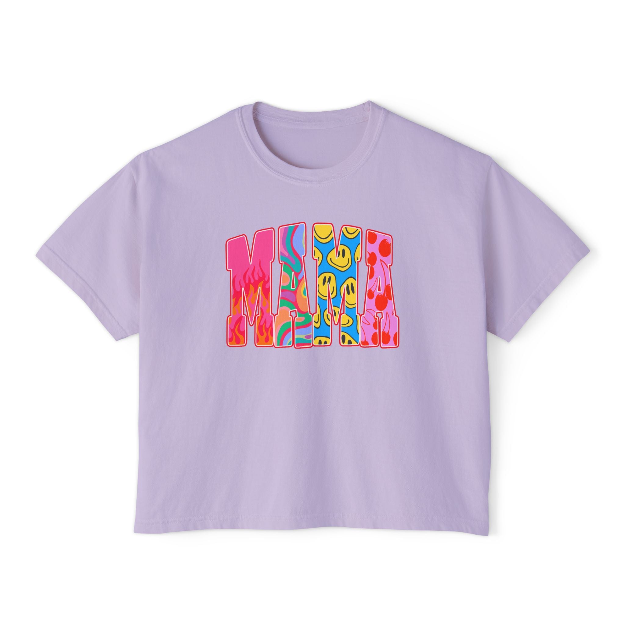 Mama Retro Graphic Tee — Women's Boxy Cropped T-Shirt