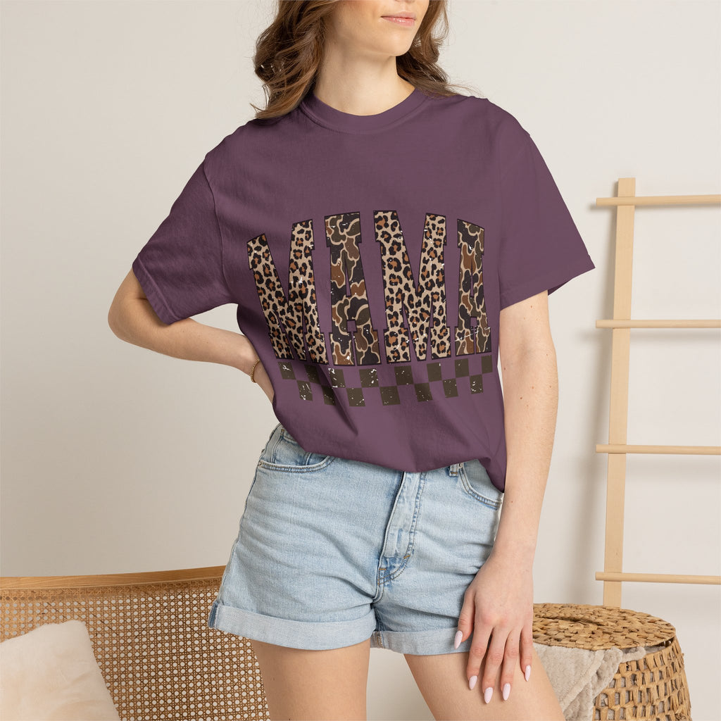 Mama  Leopard-Checkered Print T-Shirt