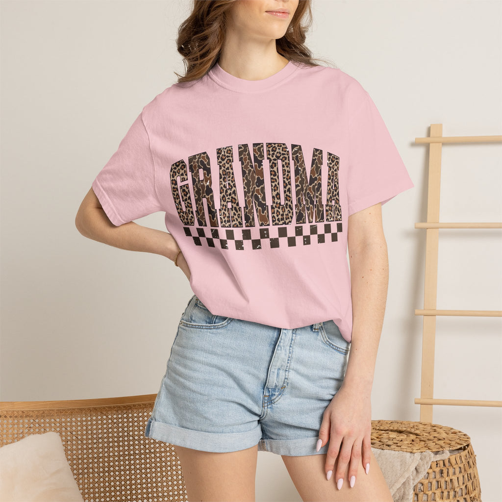 Grandma Leopard-Checkered Print T-Shirt