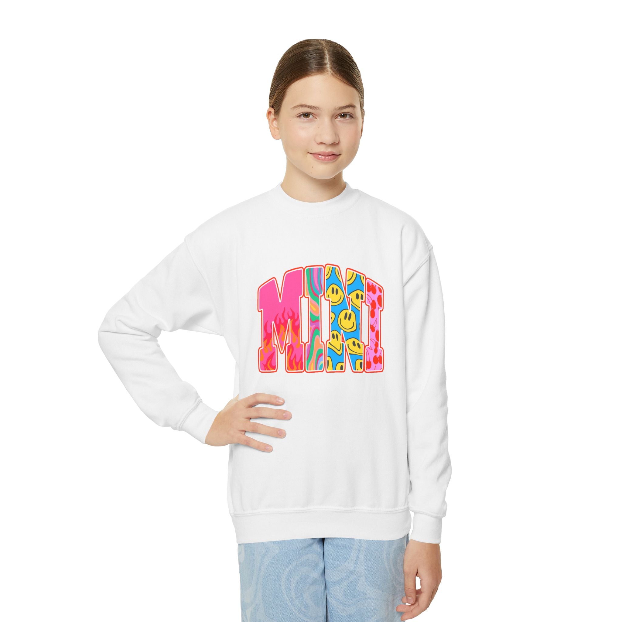 Youth Crewneck Sweatshirt — Retro 'MINI' Graphic