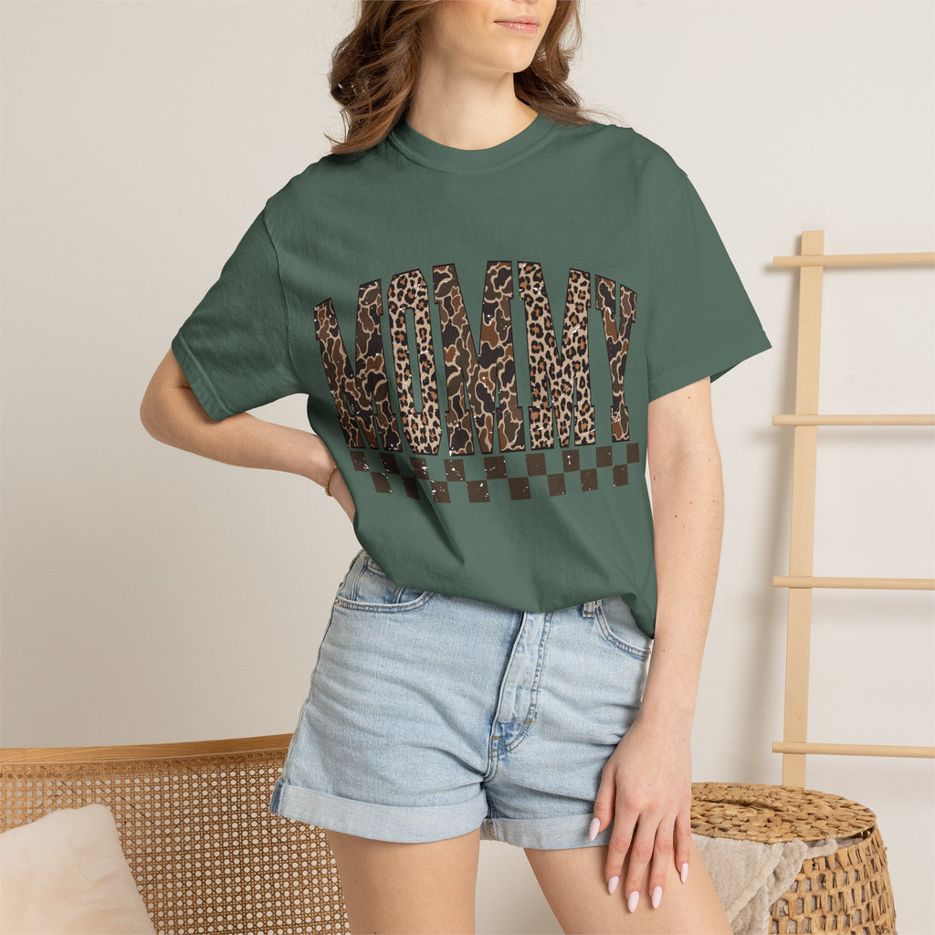 Mommy  Leopard-Checkered Print T-Shirt