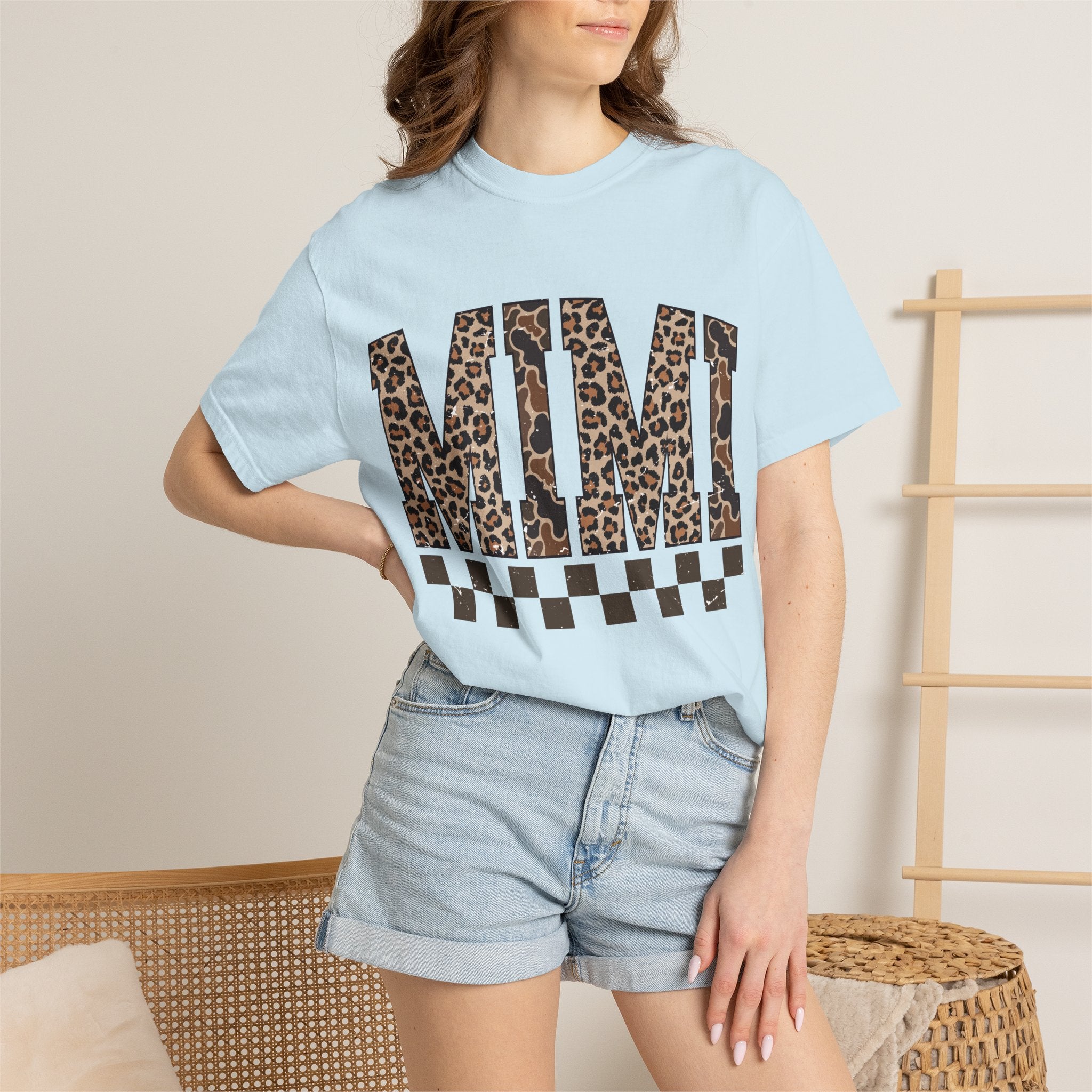 Mimi  Leopard-Checkered Print T-Shirt