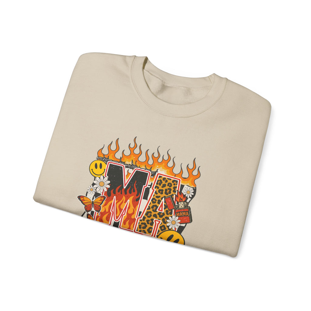 Crewneck Sweatshirt — Fiery ‘MAMA’ Graphic