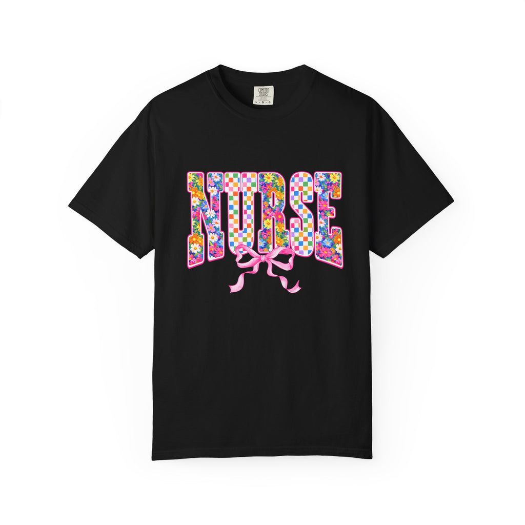 "NURSE" Floral Graphic T-Shirt