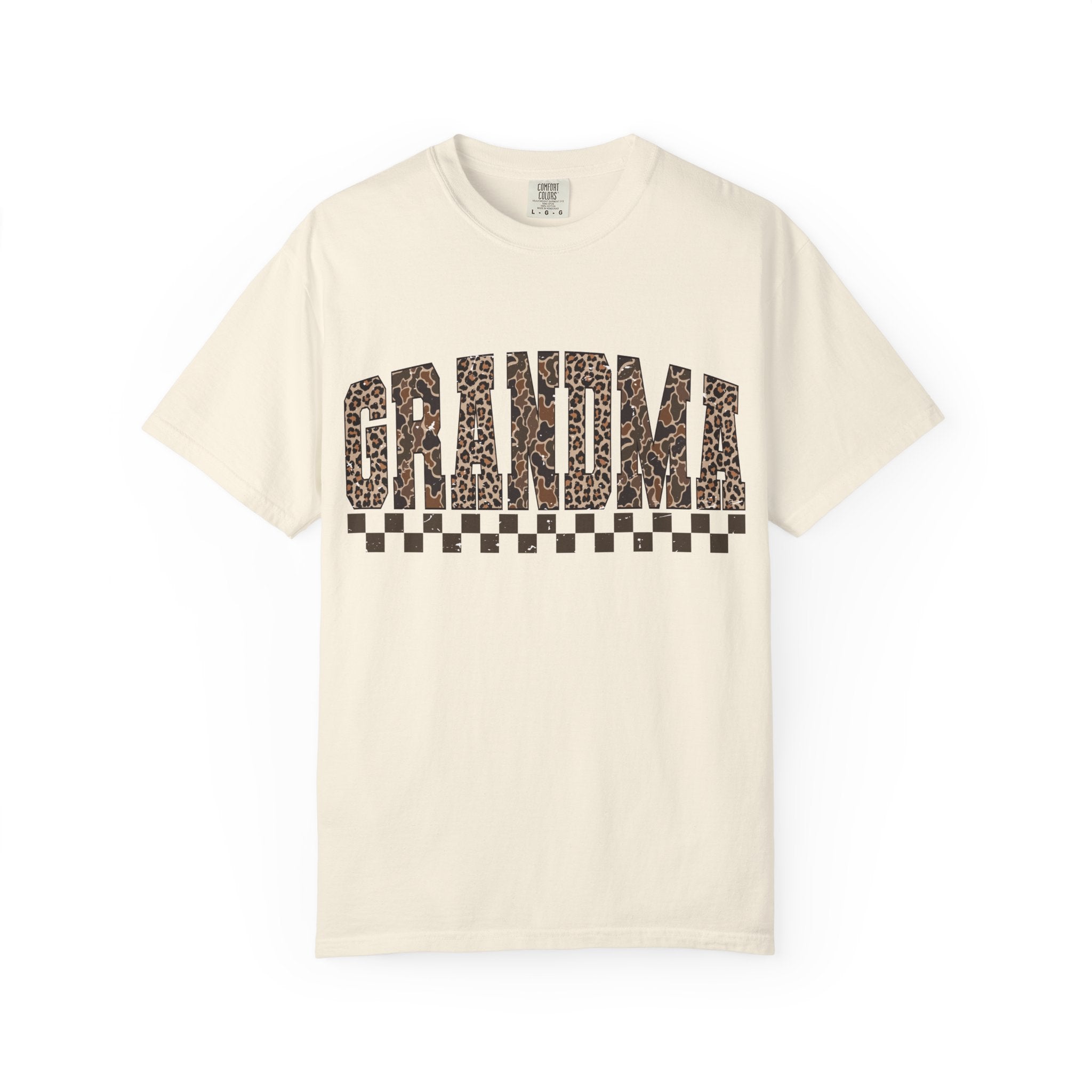 Grandma Leopard-Checkered Print T-Shirt