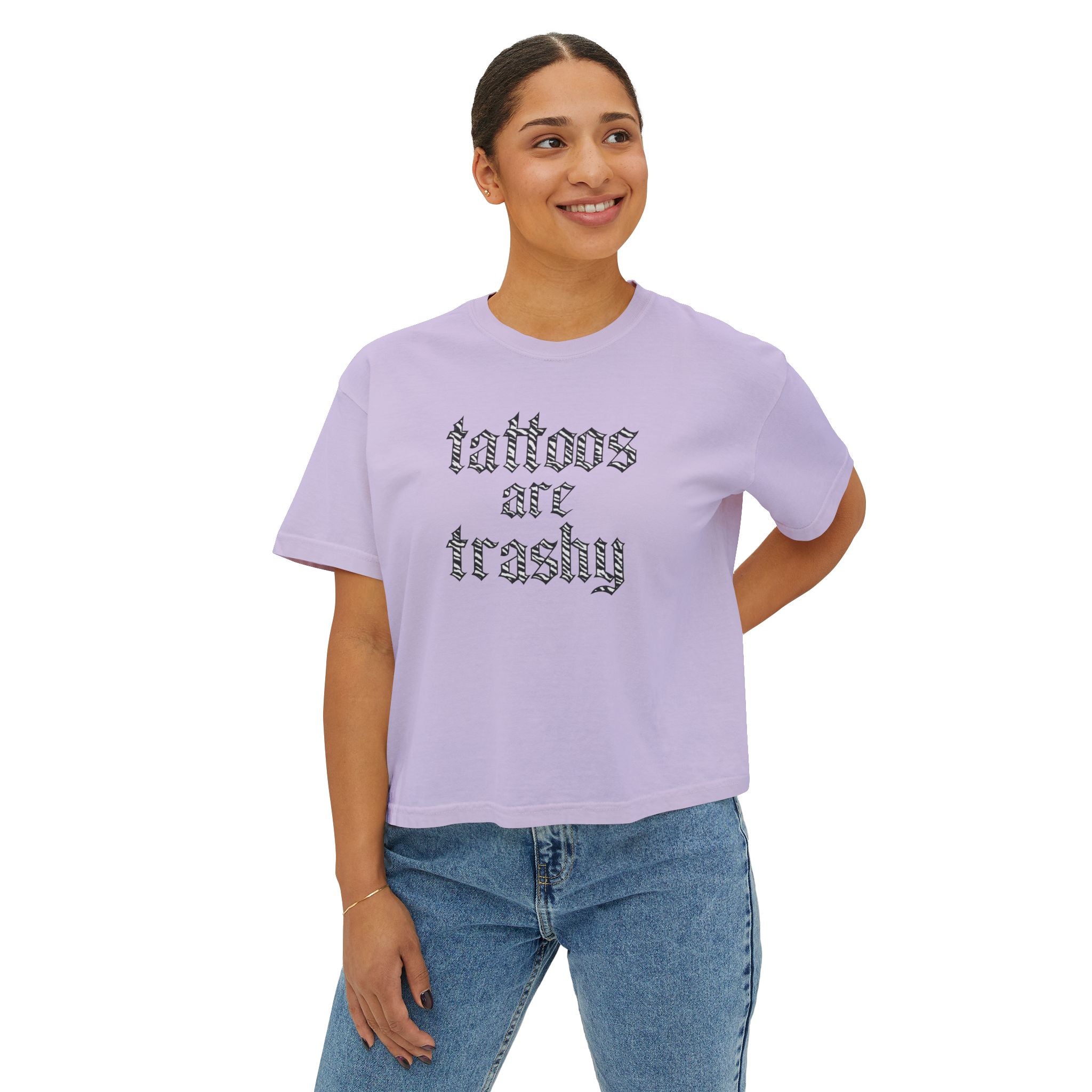 "Tattoos Are Trashy" Tee | Boxy Crop Graphic Shirt