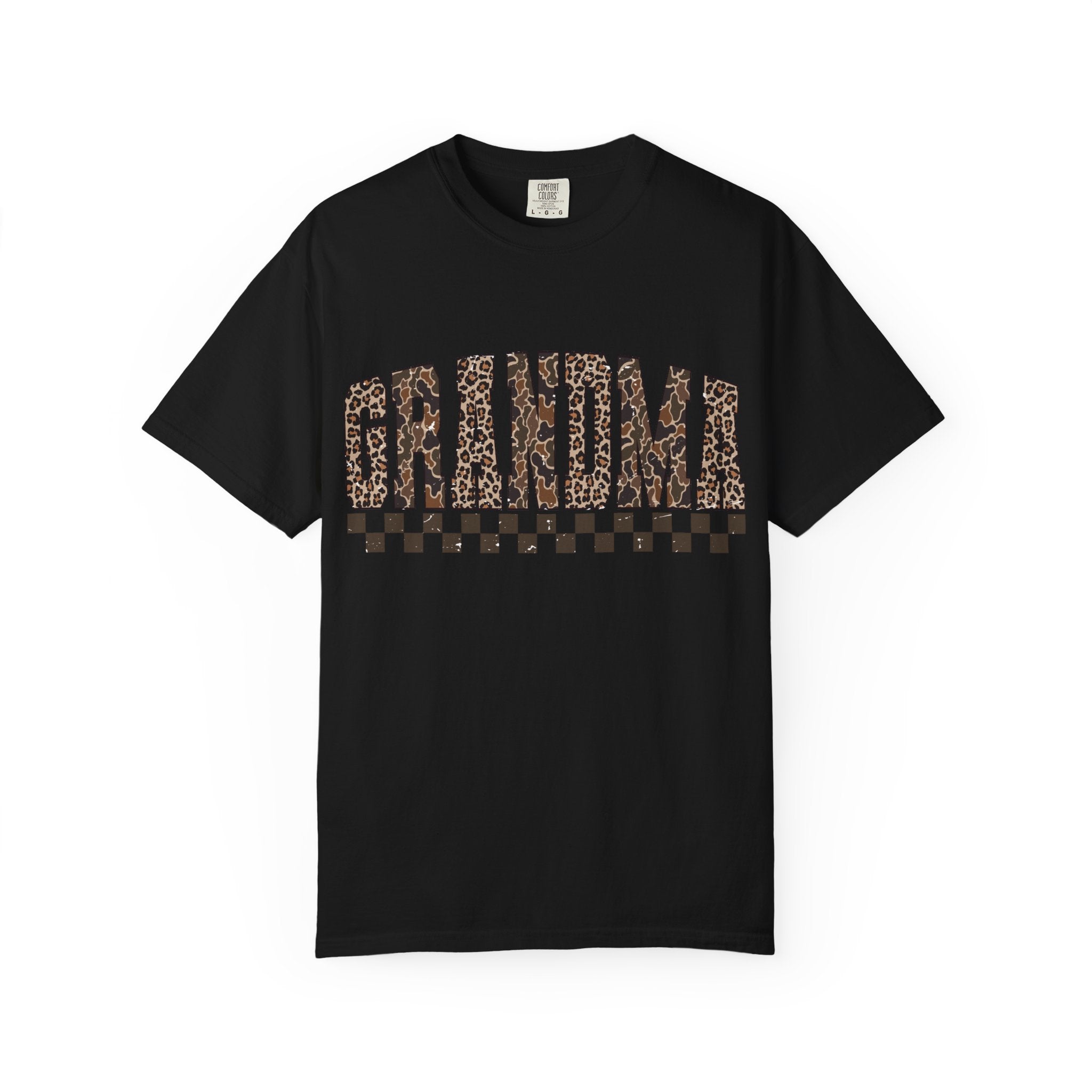 Grandma Leopard-Checkered Print T-Shirt
