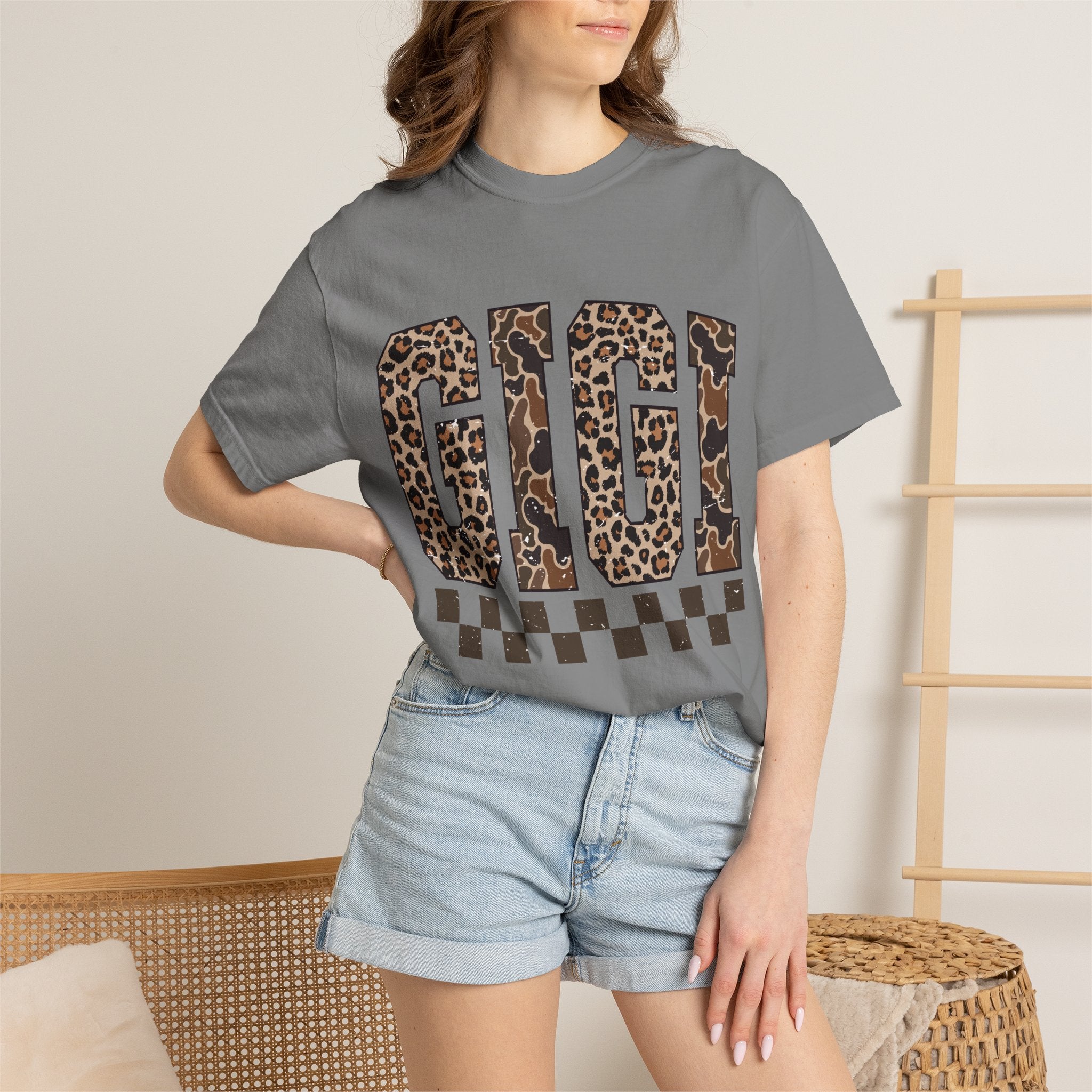 GIGI  Leopard-Checkered Print T-Shirt