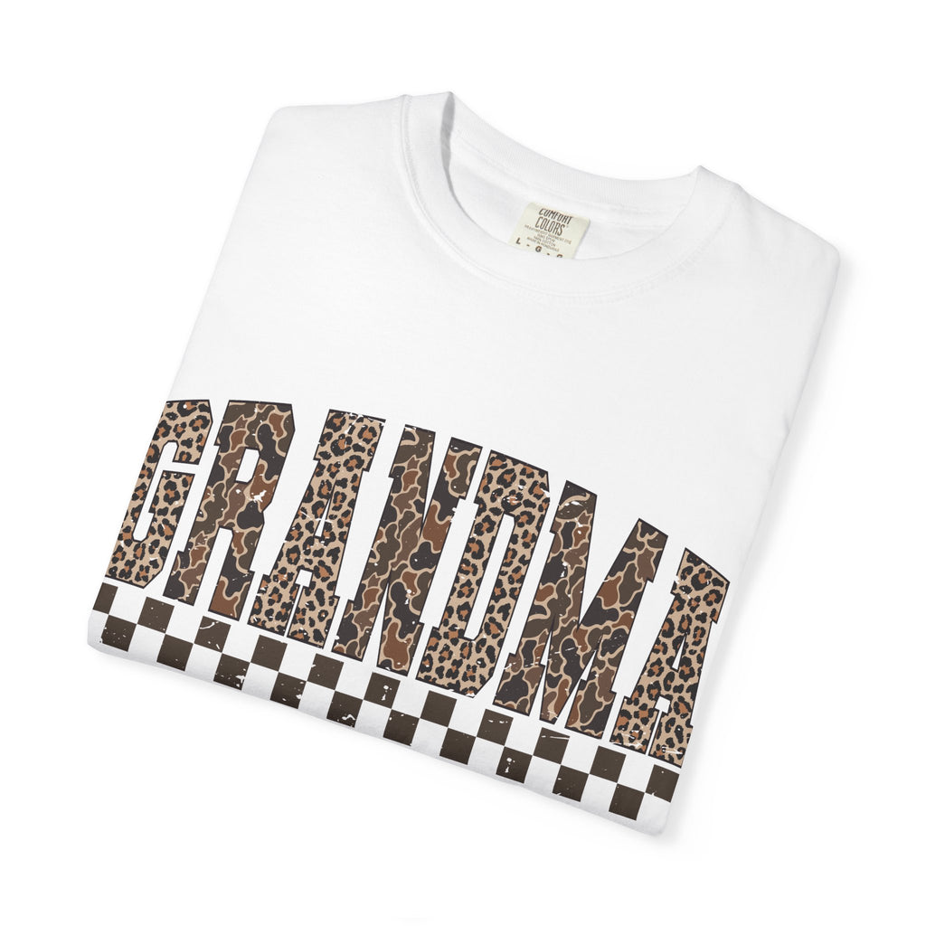 Grandma Leopard-Checkered Print T-Shirt