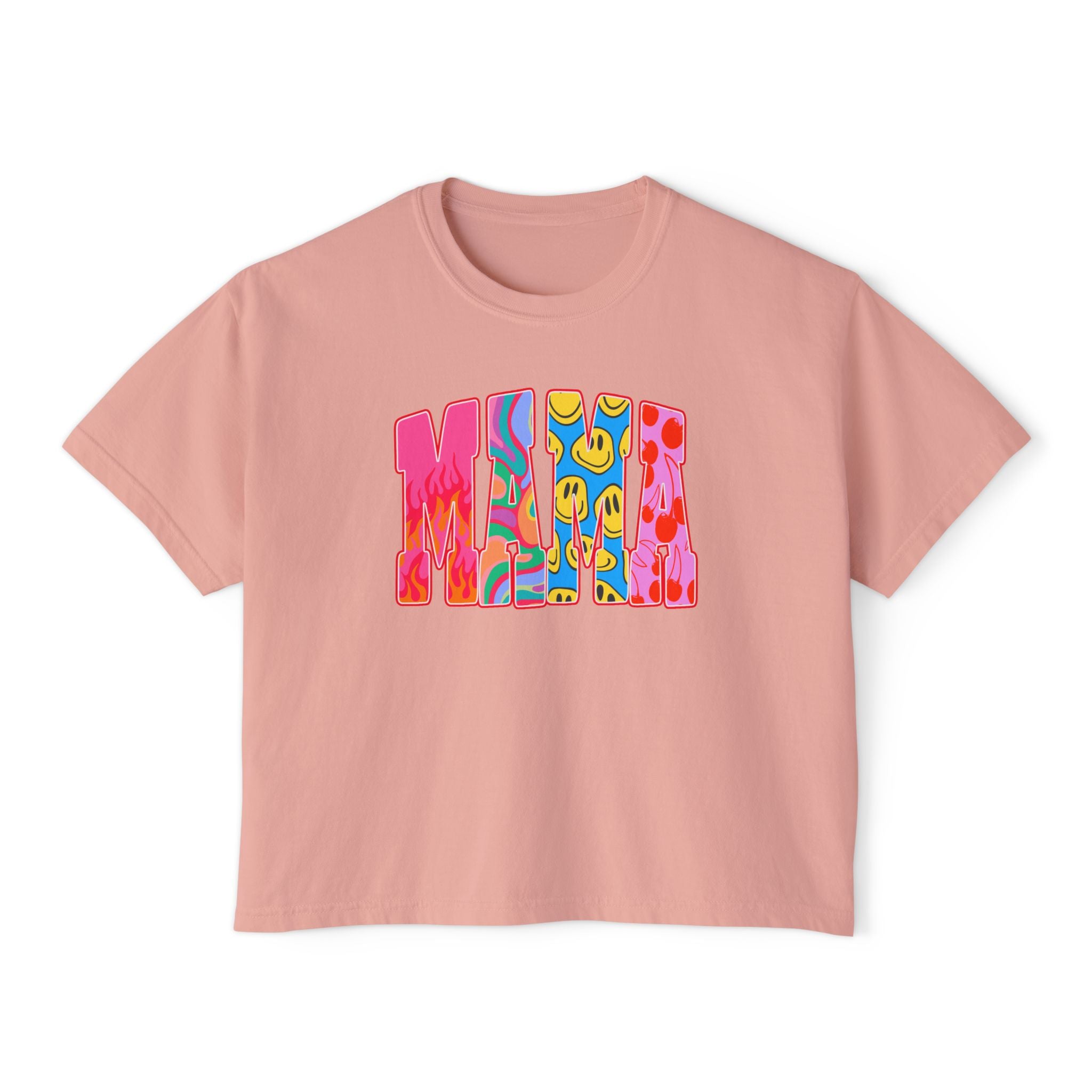 Mama Retro Graphic Tee — Women's Boxy Cropped T-Shirt