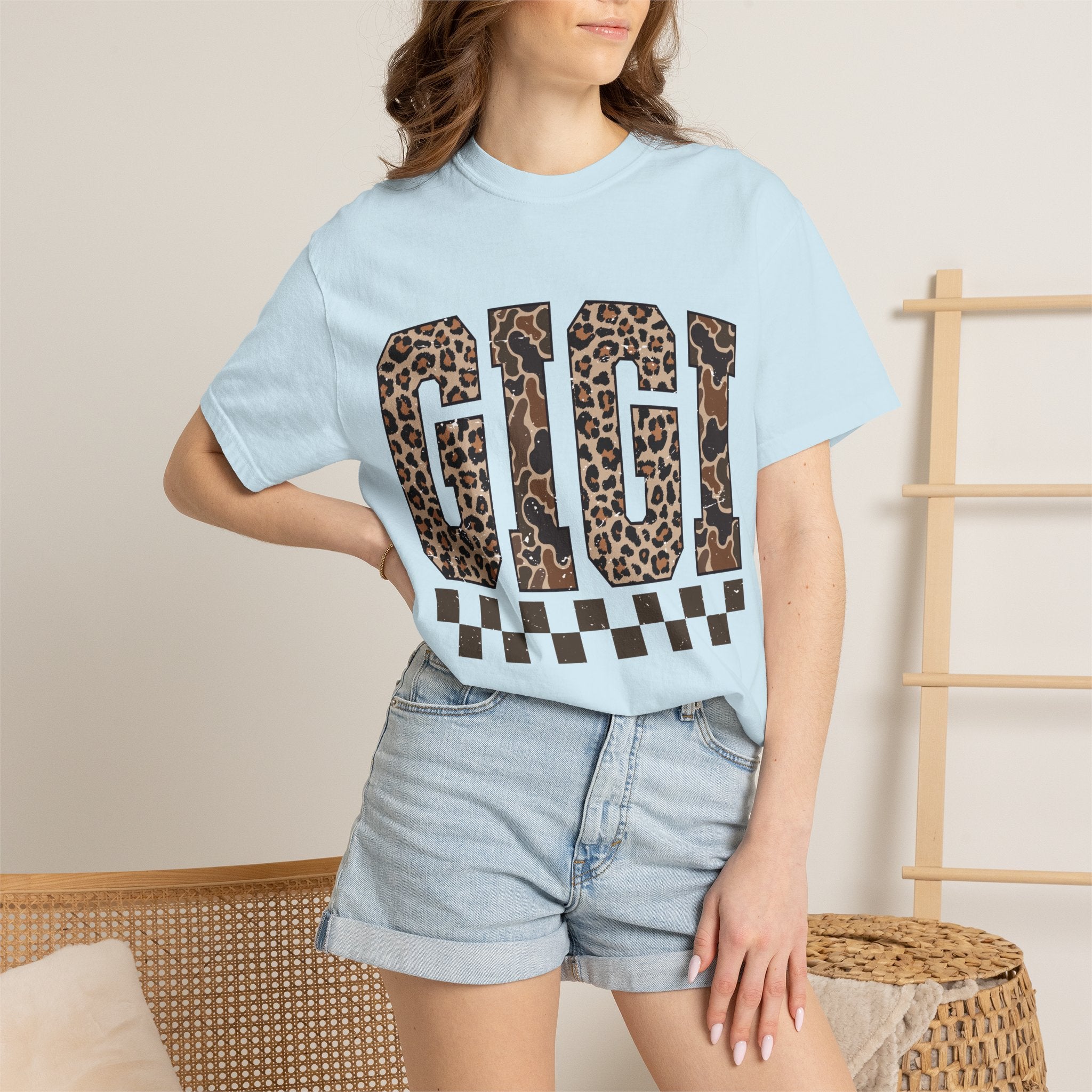 GIGI  Leopard-Checkered Print T-Shirt