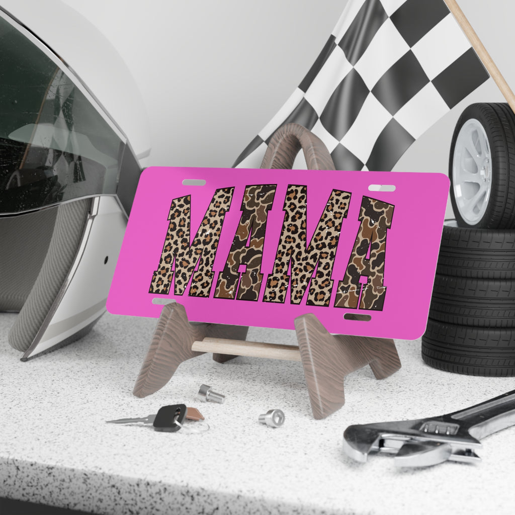 Mama Leopard Print License Plate