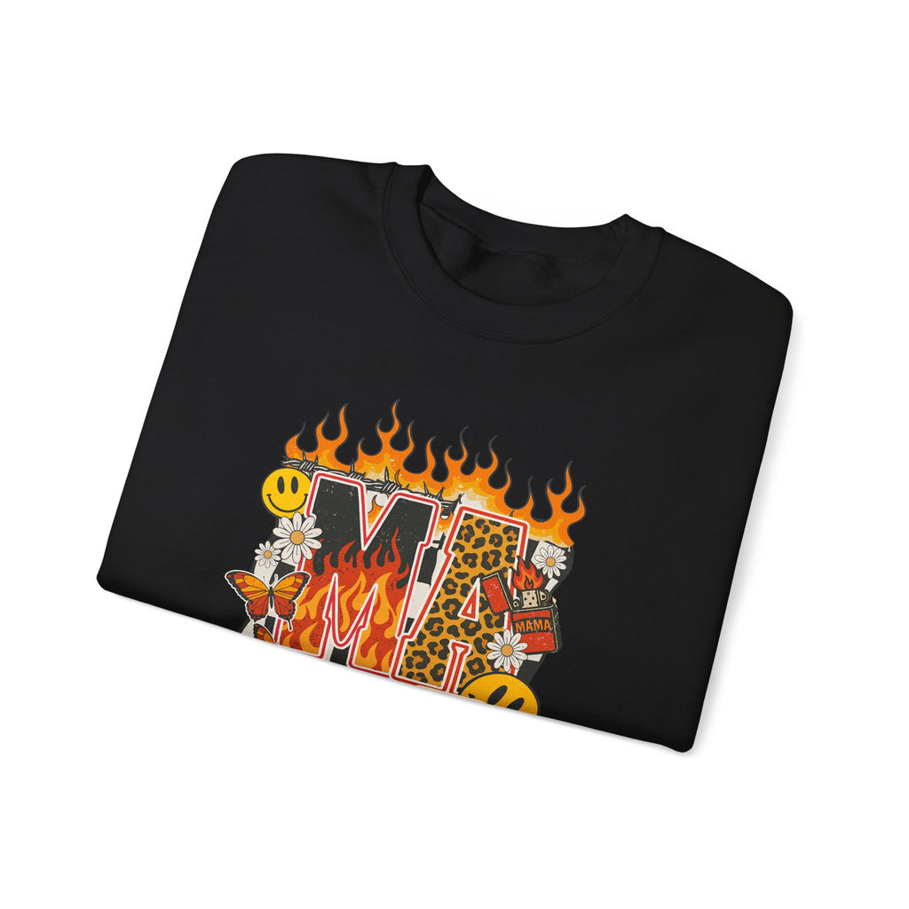 Crewneck Sweatshirt — Fiery ‘MAMA’ Graphic