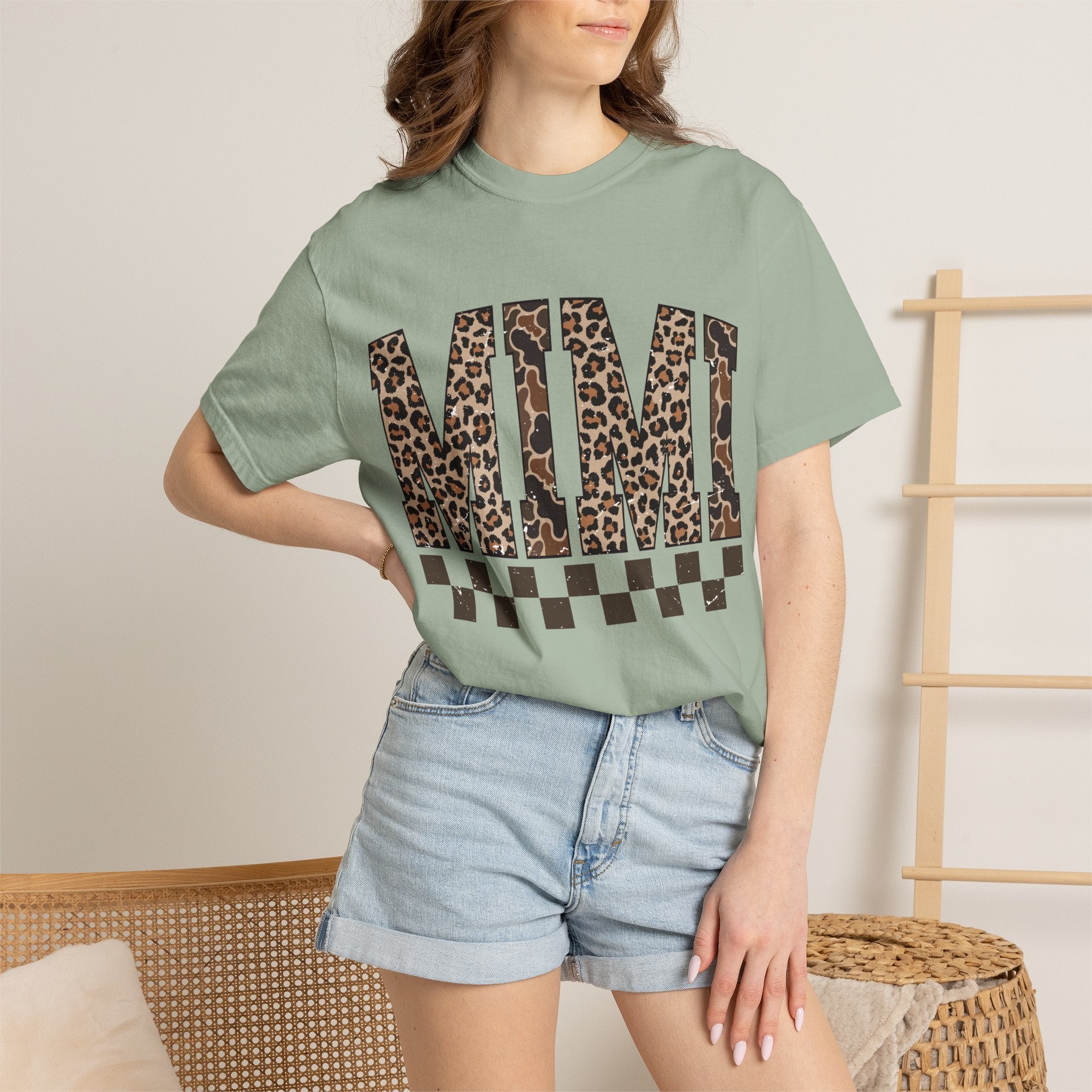Mimi  Leopard-Checkered Print T-Shirt
