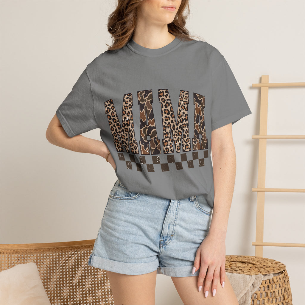 Mama  Leopard-Checkered Print T-Shirt