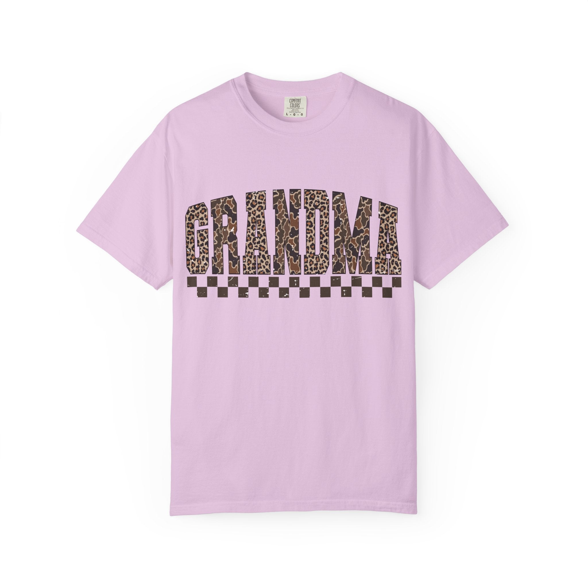Grandma Leopard-Checkered Print T-Shirt