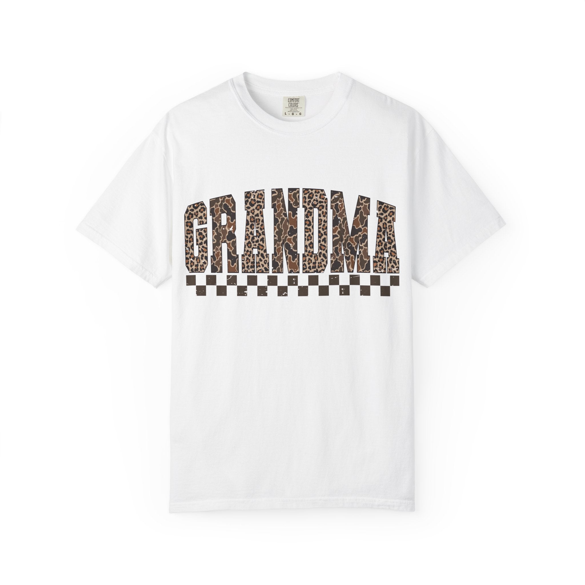Grandma Leopard-Checkered Print T-Shirt