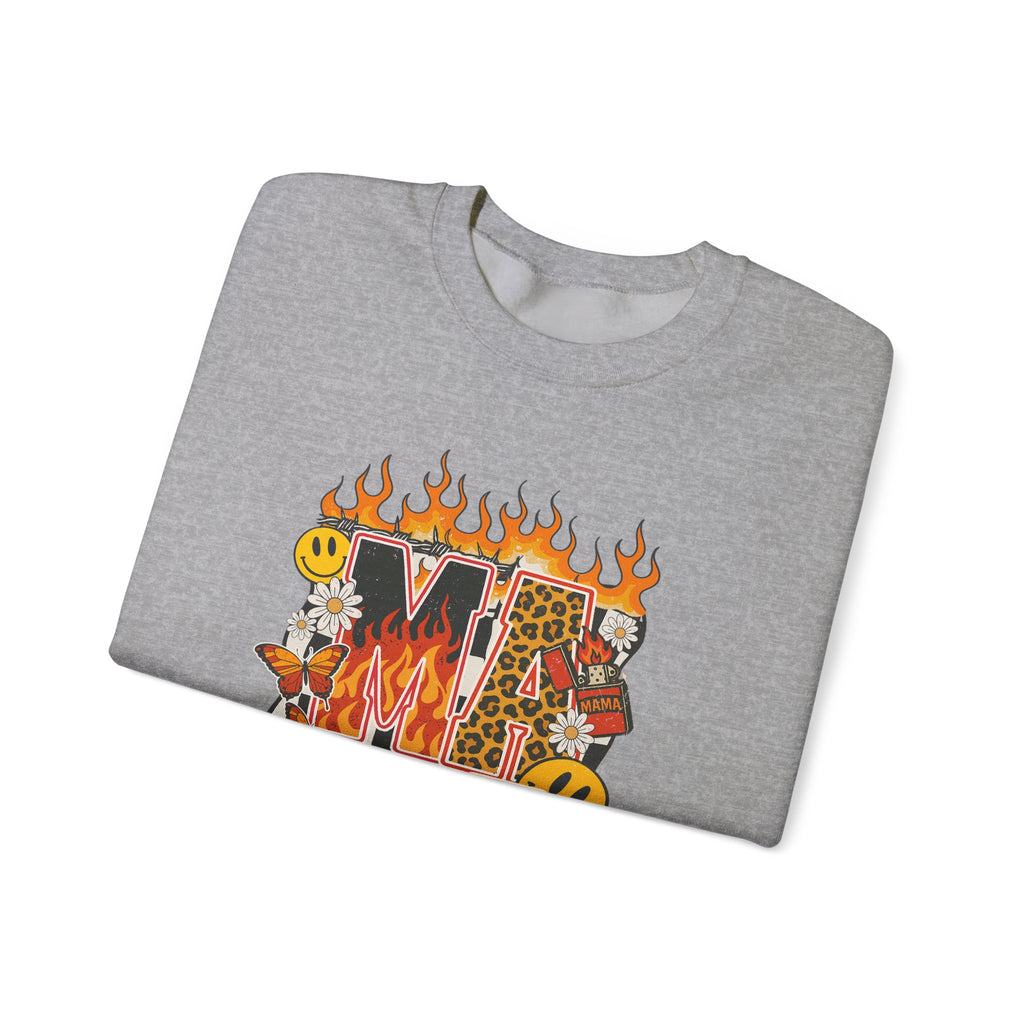 Crewneck Sweatshirt — Fiery ‘MAMA’ Graphic