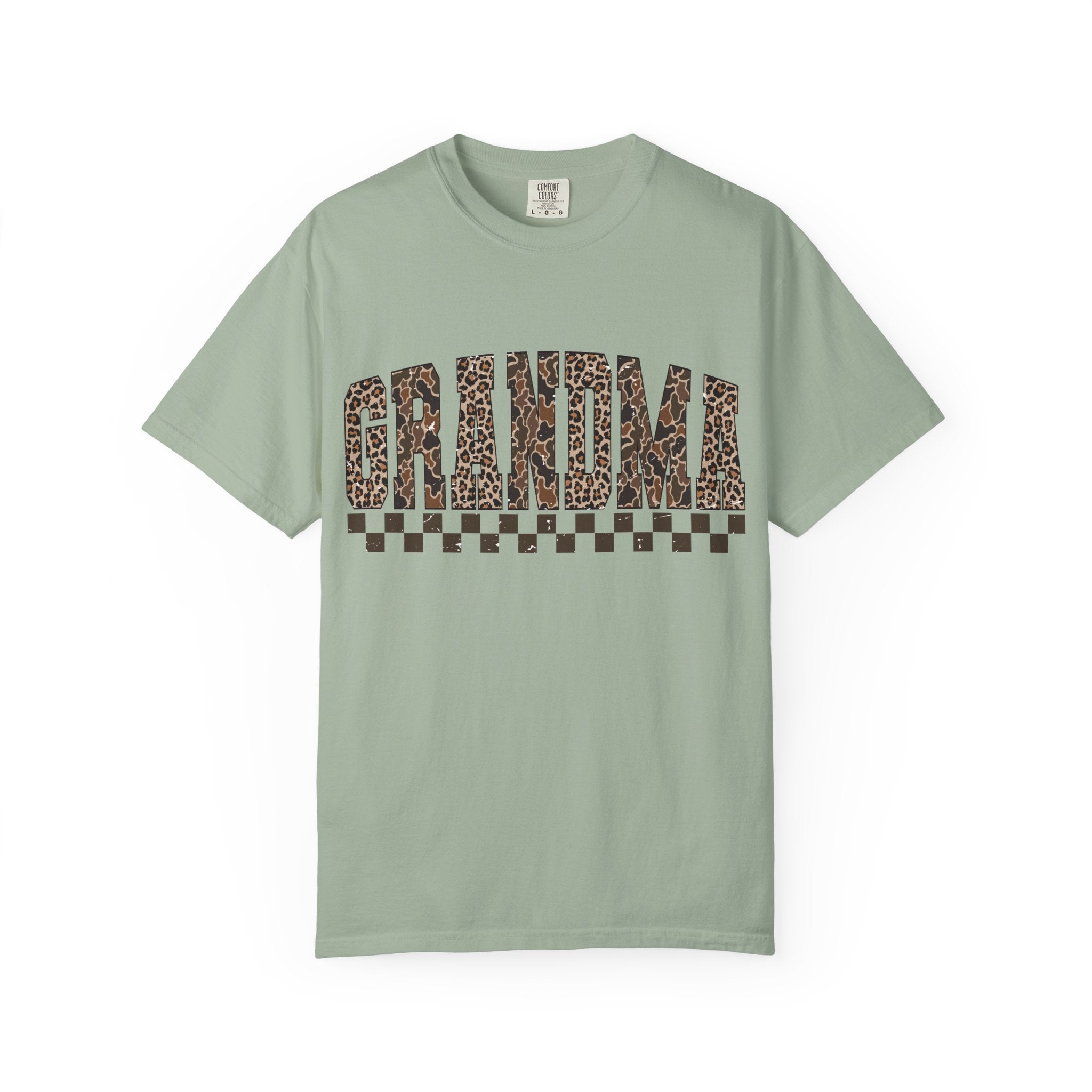 Grandma Leopard-Checkered Print T-Shirt