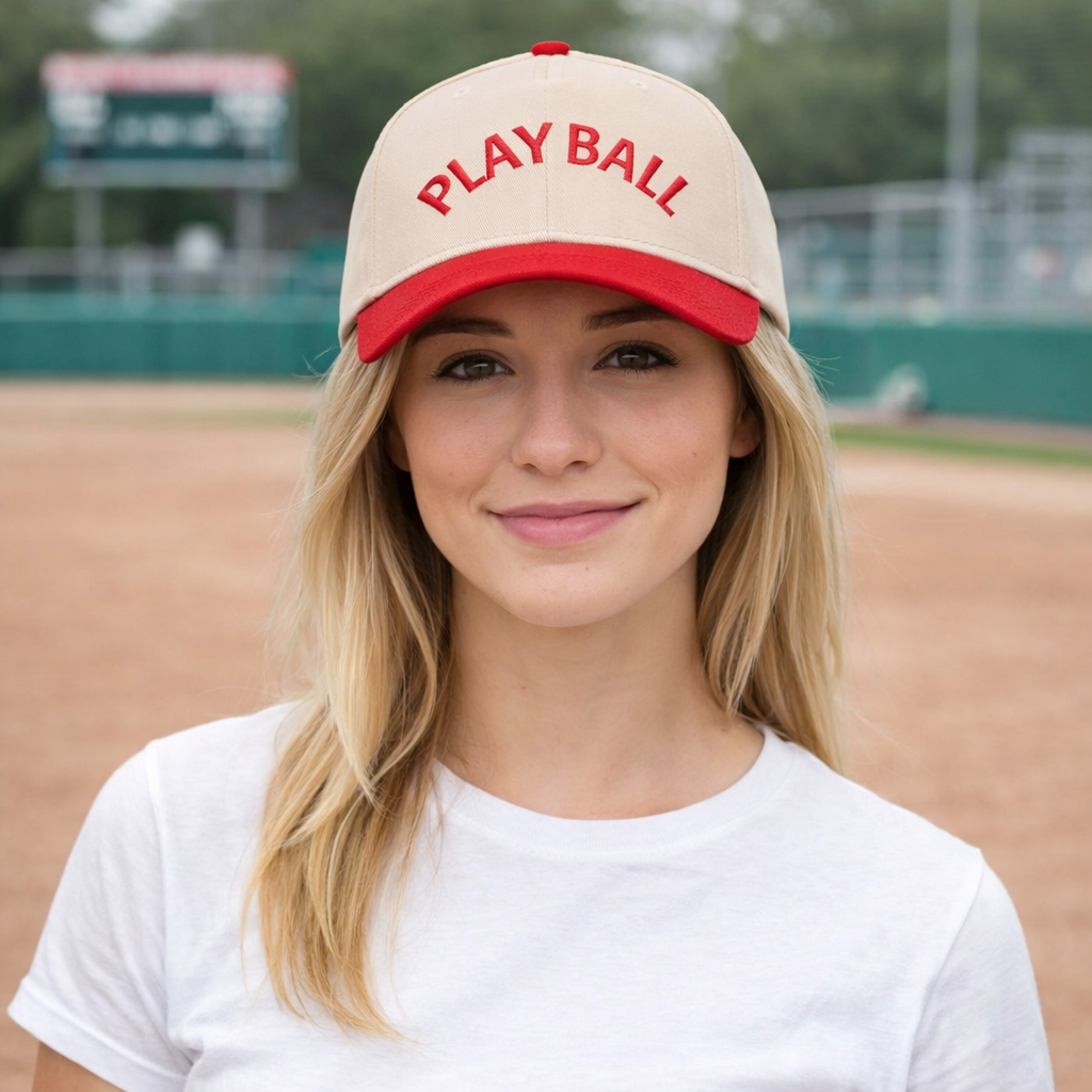Embroidered "PLAY BALL"Trucker Hat