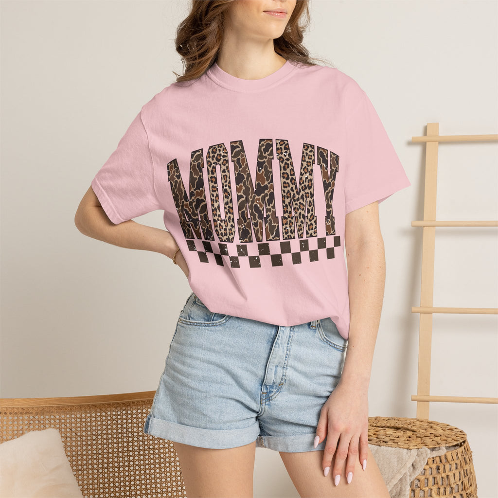 Mommy  Leopard-Checkered Print T-Shirt
