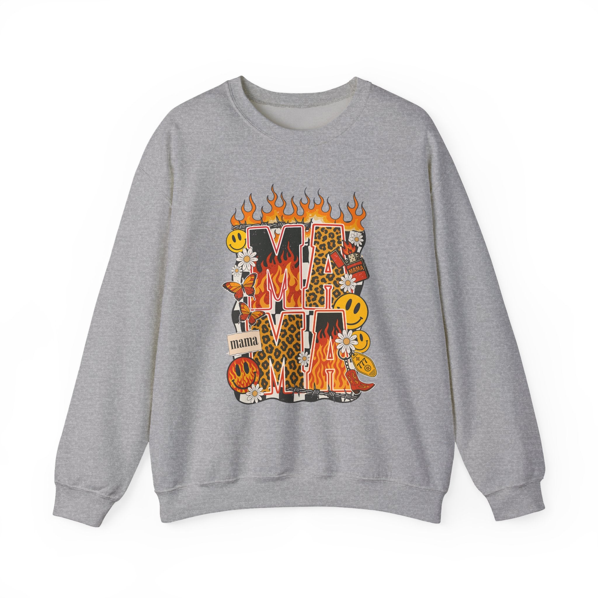 Crewneck Sweatshirt — Fiery ‘MAMA’ Graphic