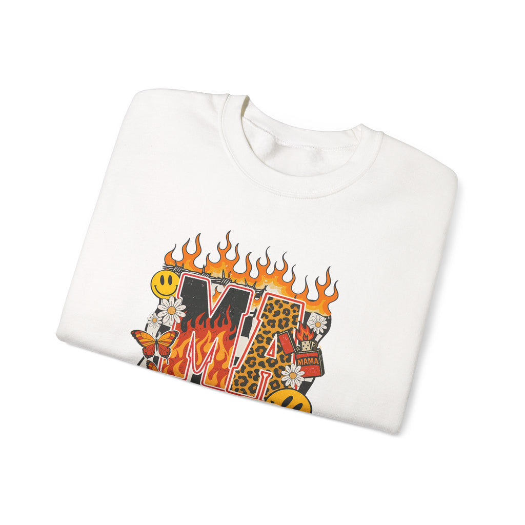 Crewneck Sweatshirt — Fiery ‘MAMA’ Graphic