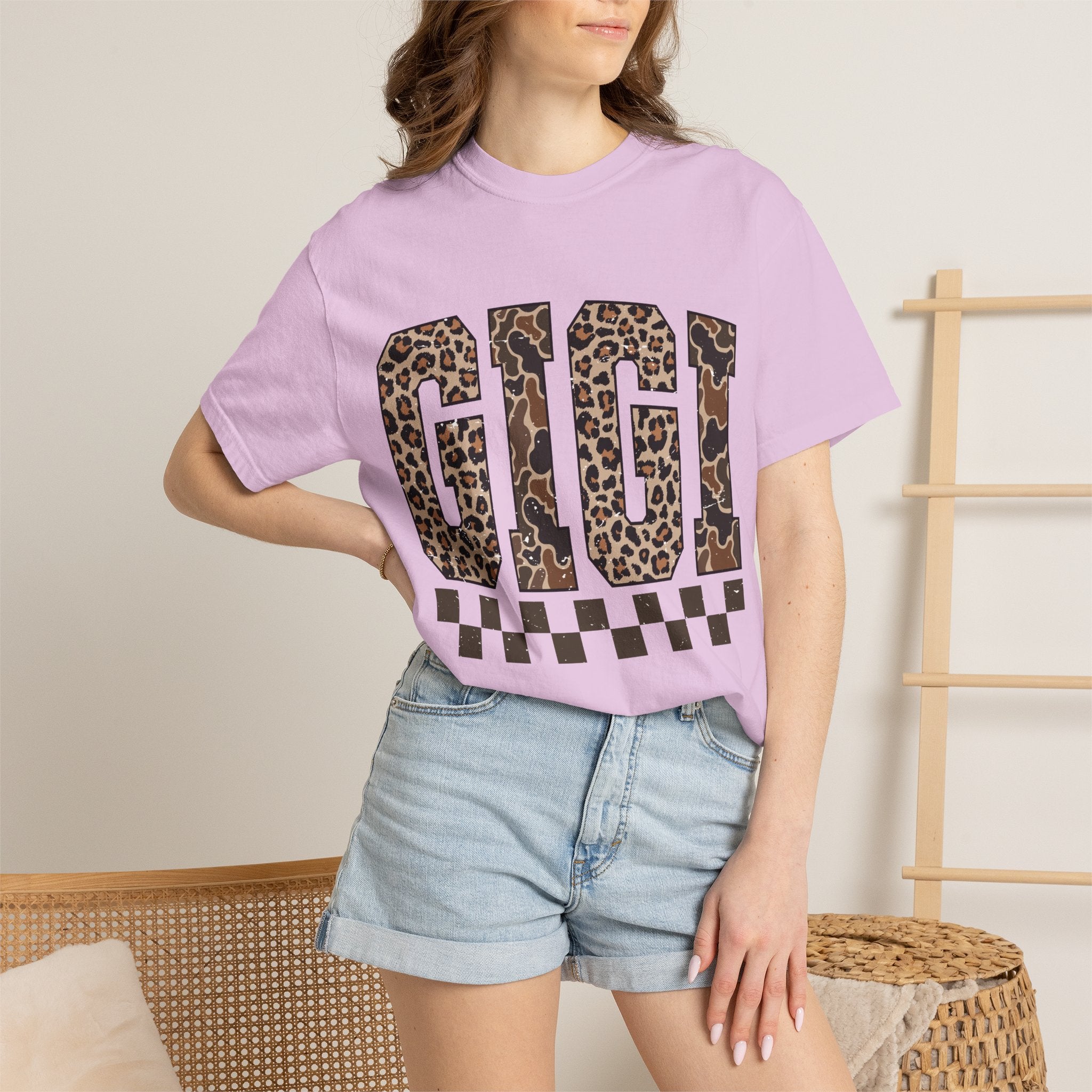 GIGI  Leopard-Checkered Print T-Shirt