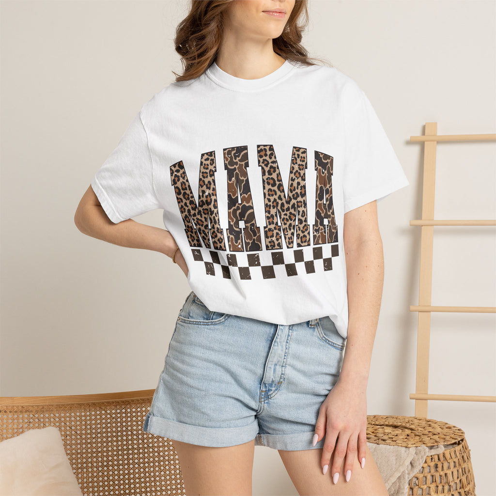 Mama  Leopard-Checkered Print T-Shirt