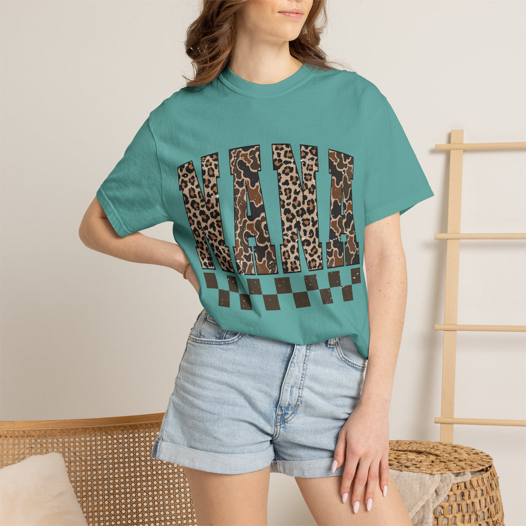 Nana Leopard-Checkered Print T-Shirt