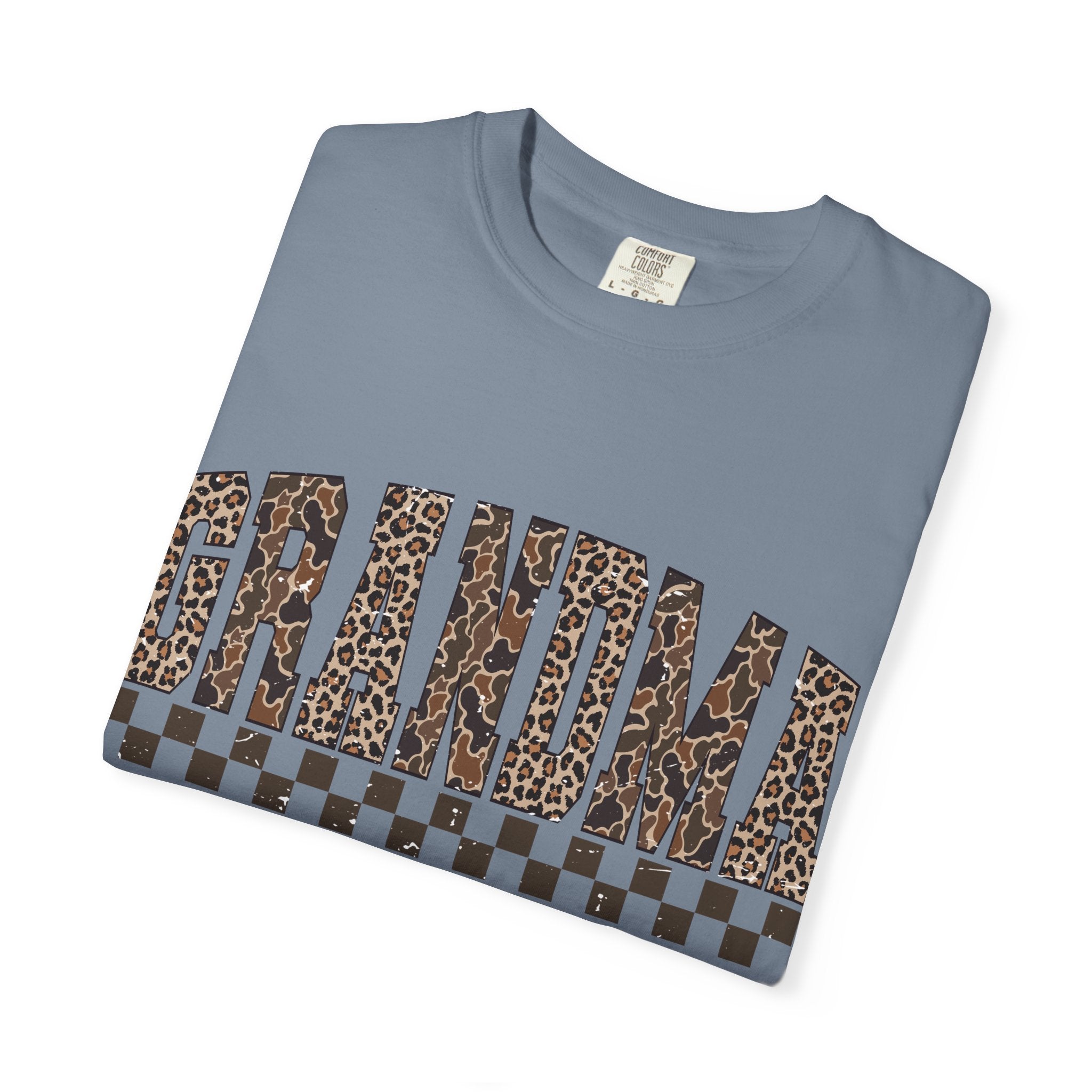 Grandma Leopard-Checkered Print T-Shirt