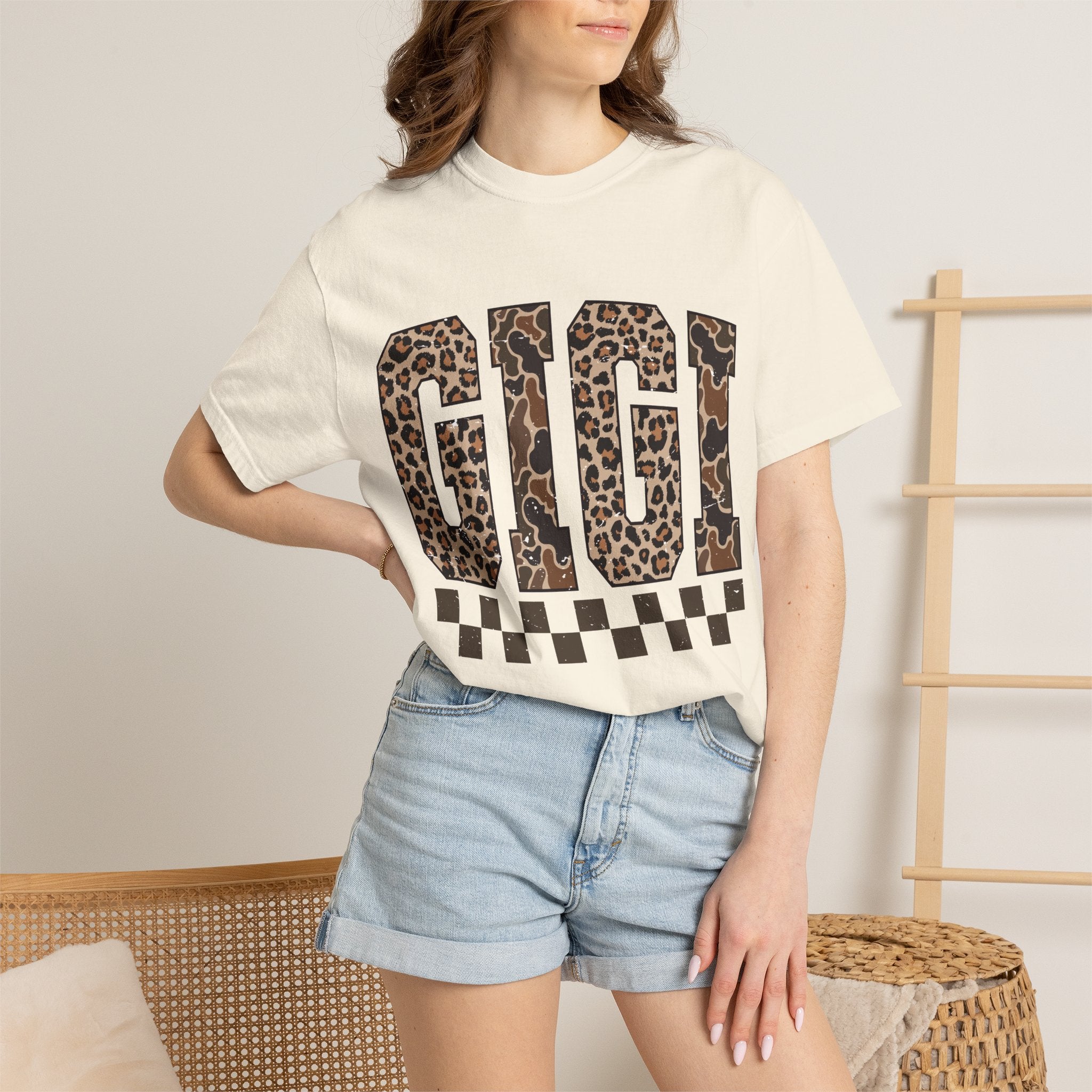 GIGI  Leopard-Checkered Print T-Shirt