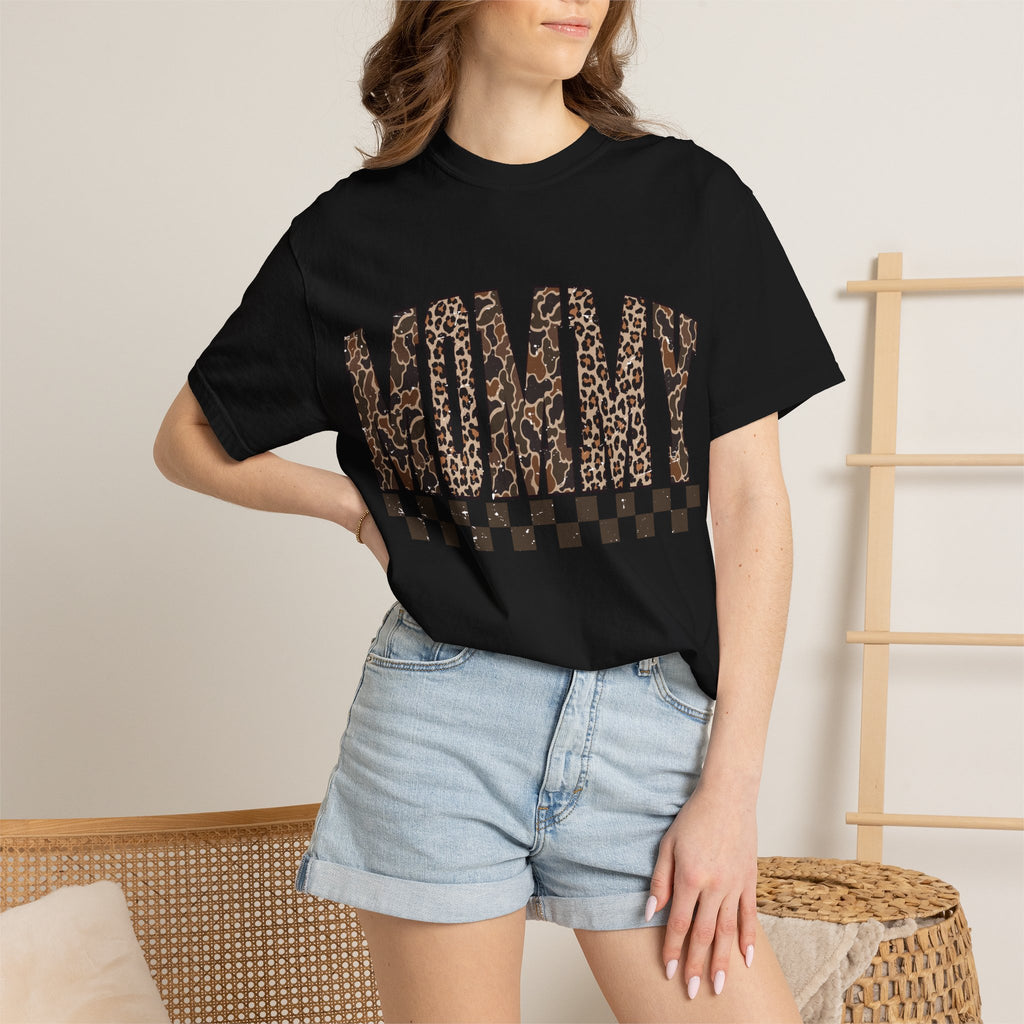 Mommy  Leopard-Checkered Print T-Shirt