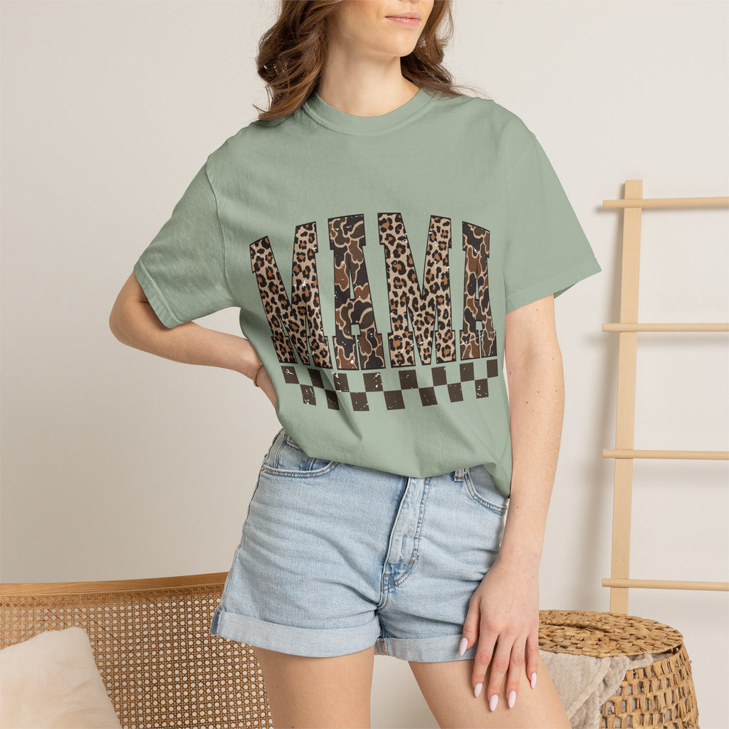 Mama  Leopard-Checkered Print T-Shirt