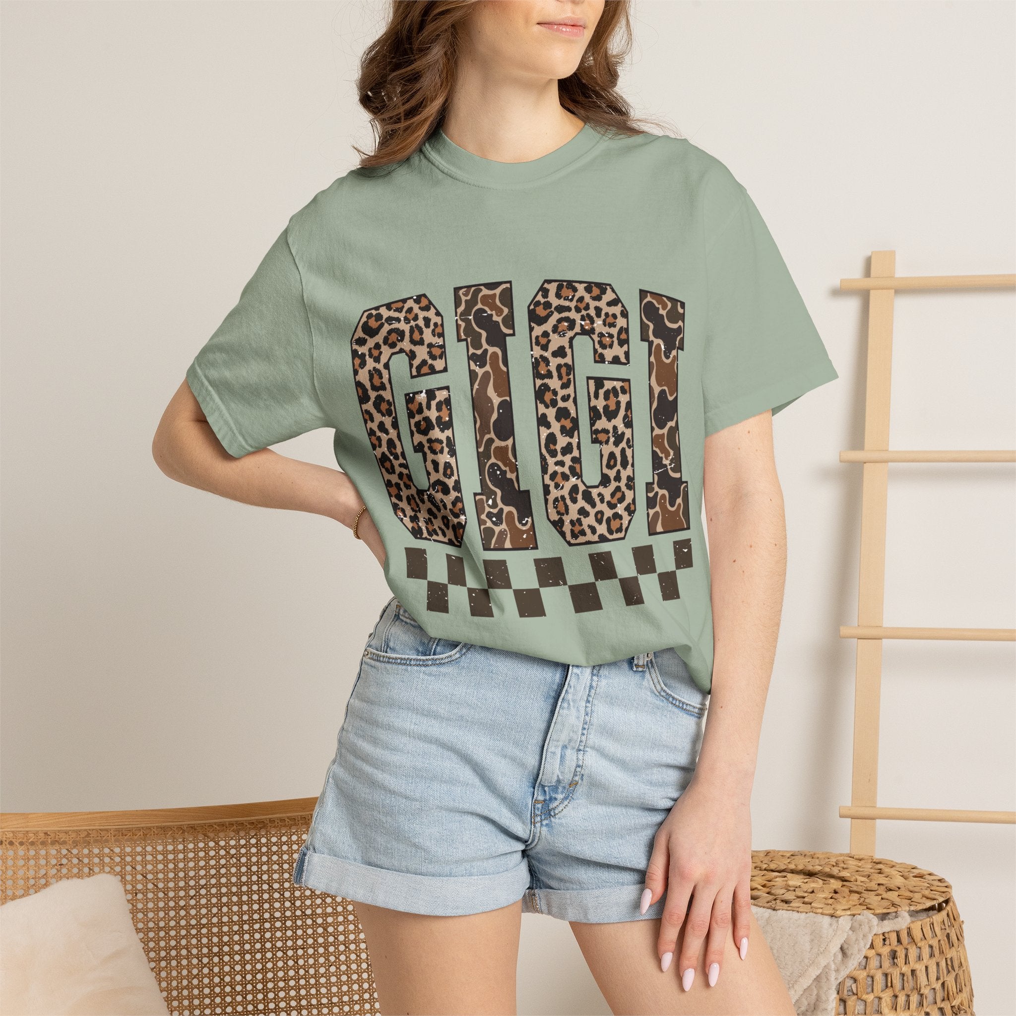 GIGI  Leopard-Checkered Print T-Shirt